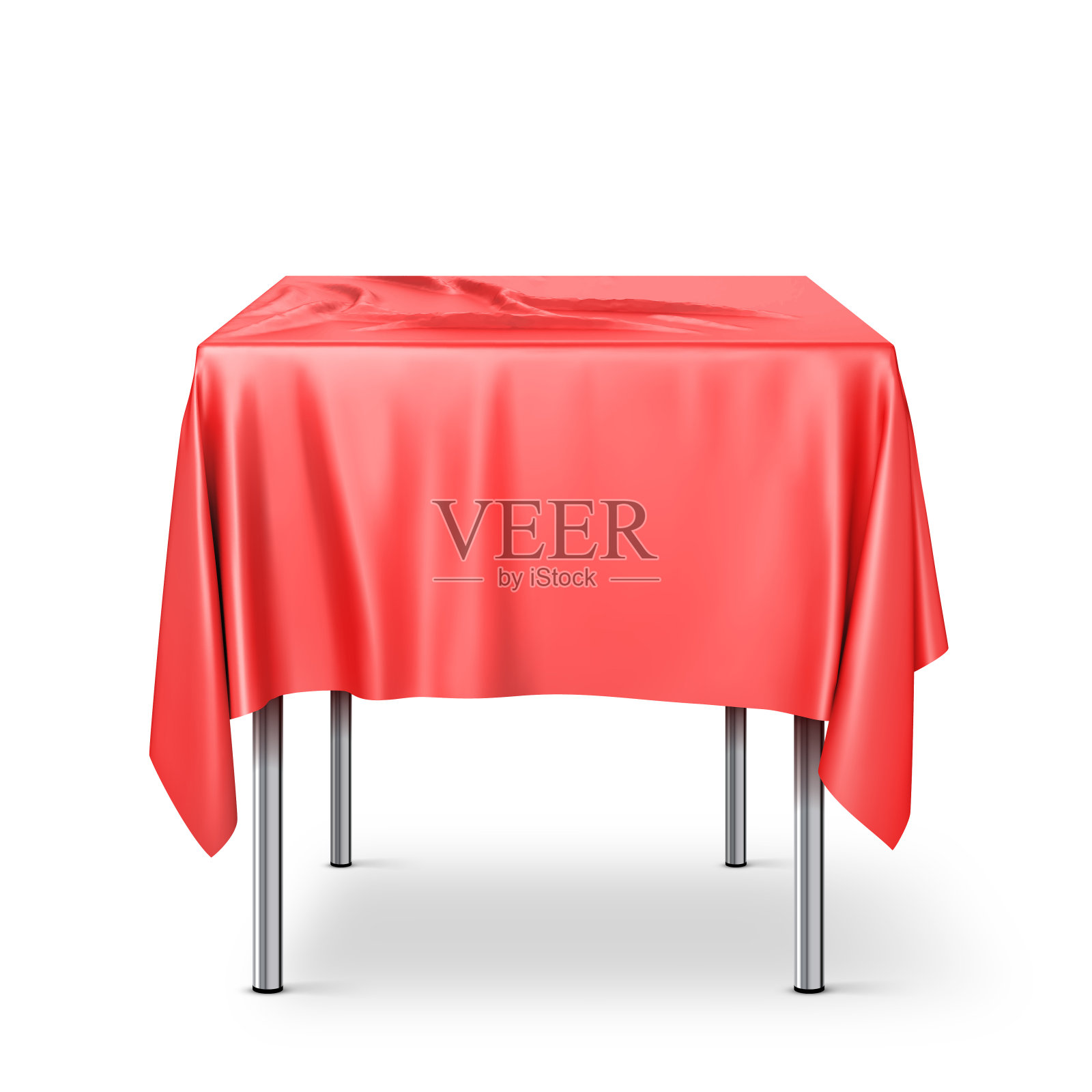 一张有红色桌布的长方形桌子插画图片素材