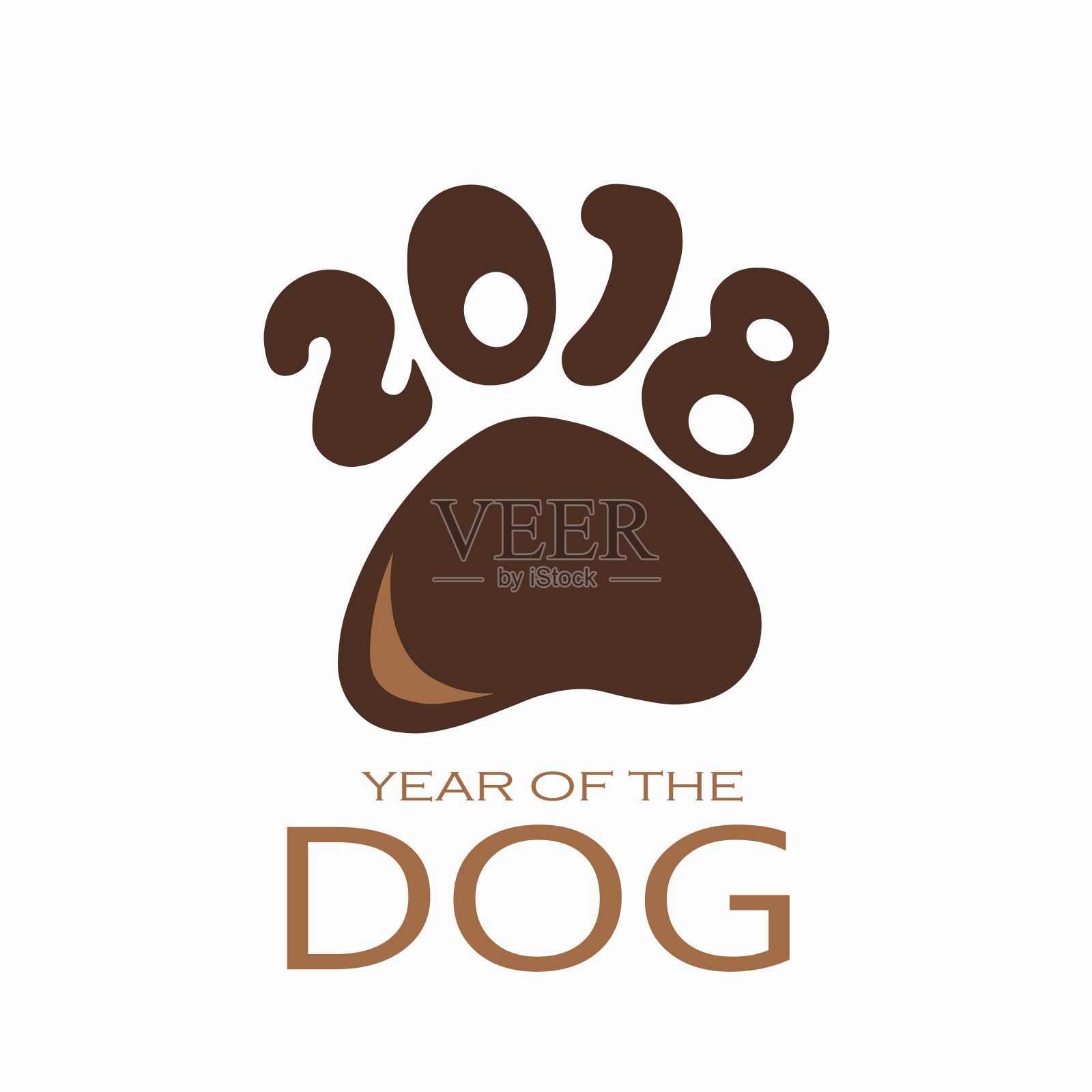 2018中国狗年文字设计为图标、传单、宣传册、请柬、卡片插画图片素材