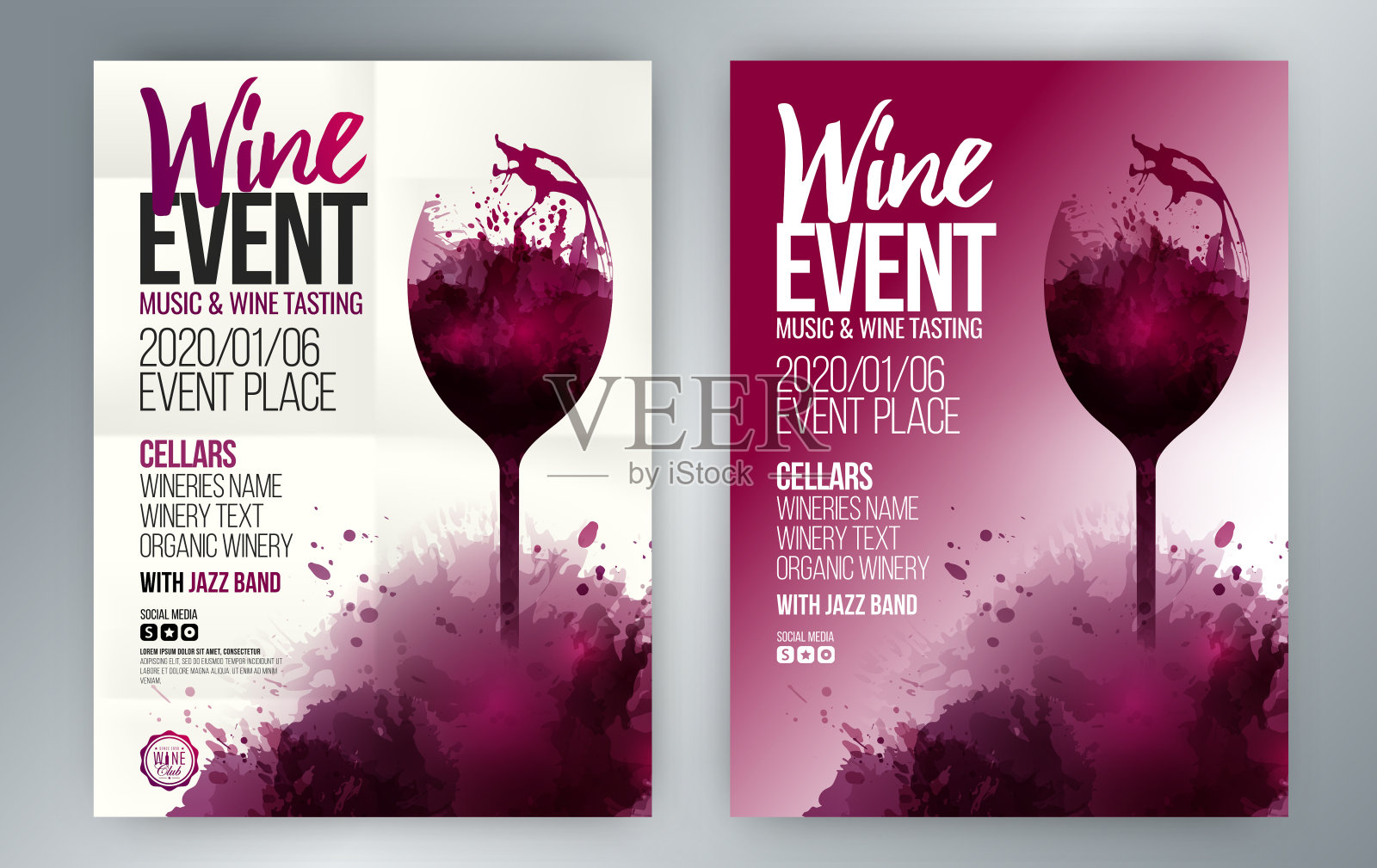 模板海报，邀请，促销和葡萄酒活动设计模板素材