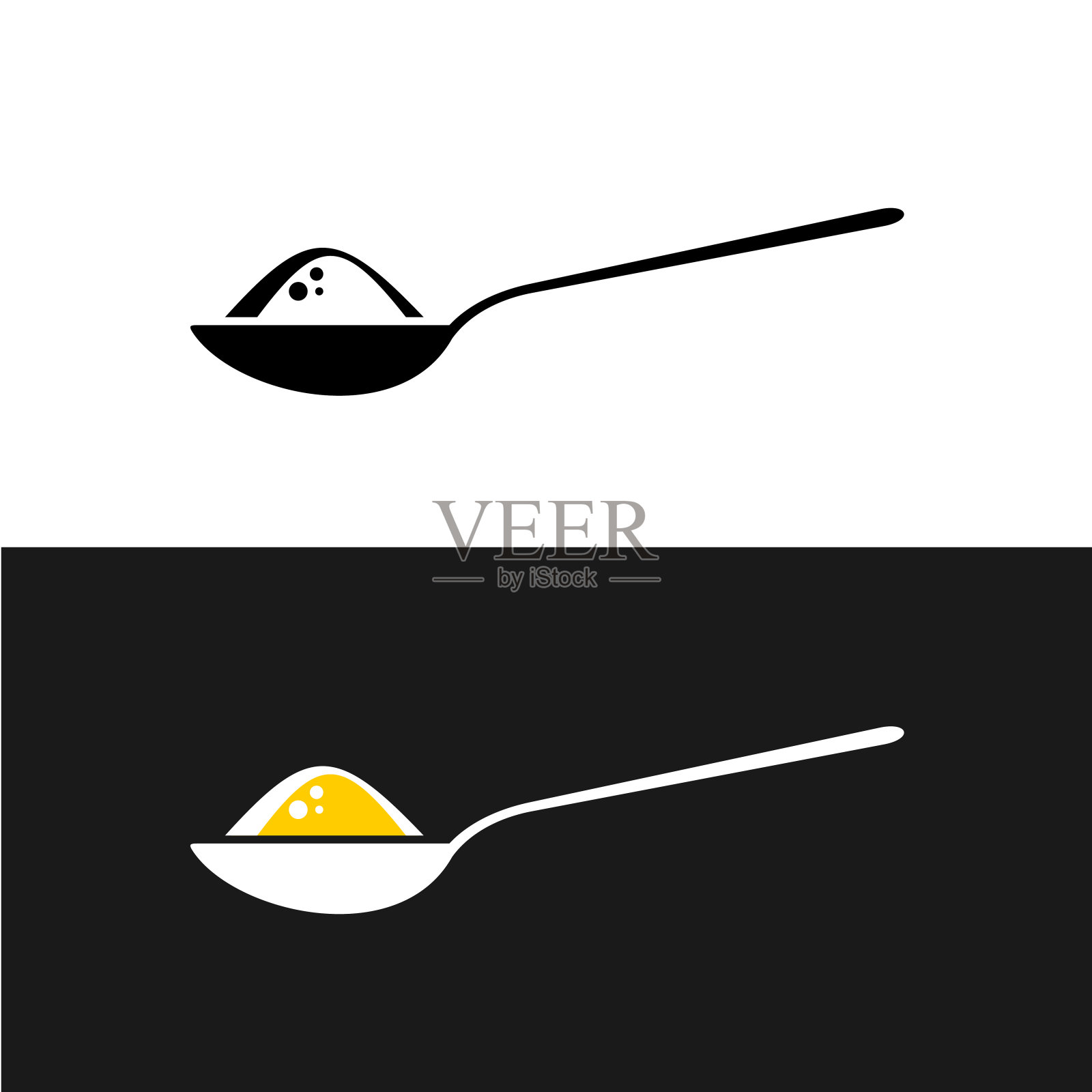 勺子与内容符号。插画图片素材