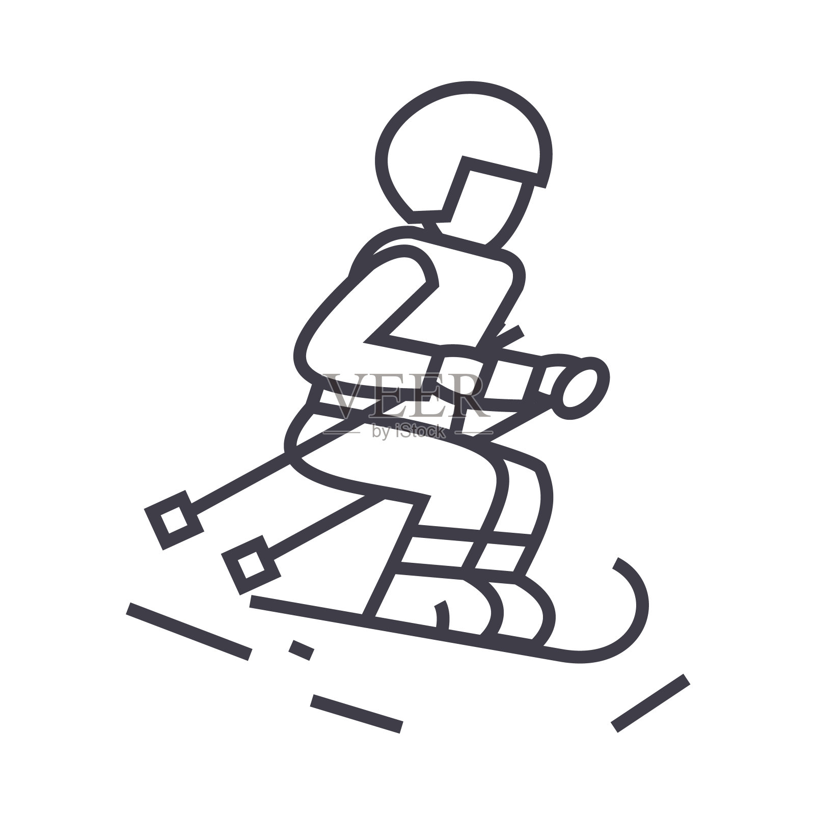 滑雪者矢量线图标，标志，背景上的插图，可编辑的笔触插画图片素材