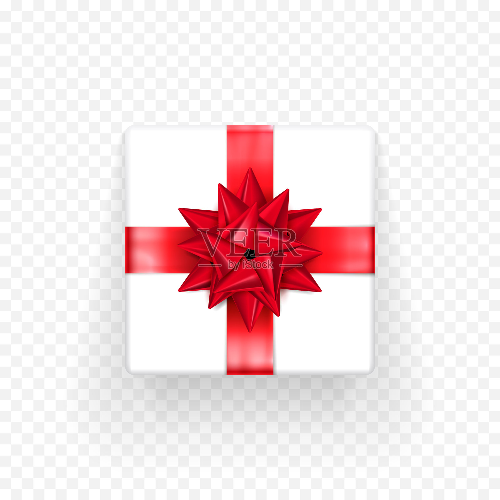 礼物盒红蝴蝶结丝带矢量模板生日，新年圣诞礼物设计元素图片
