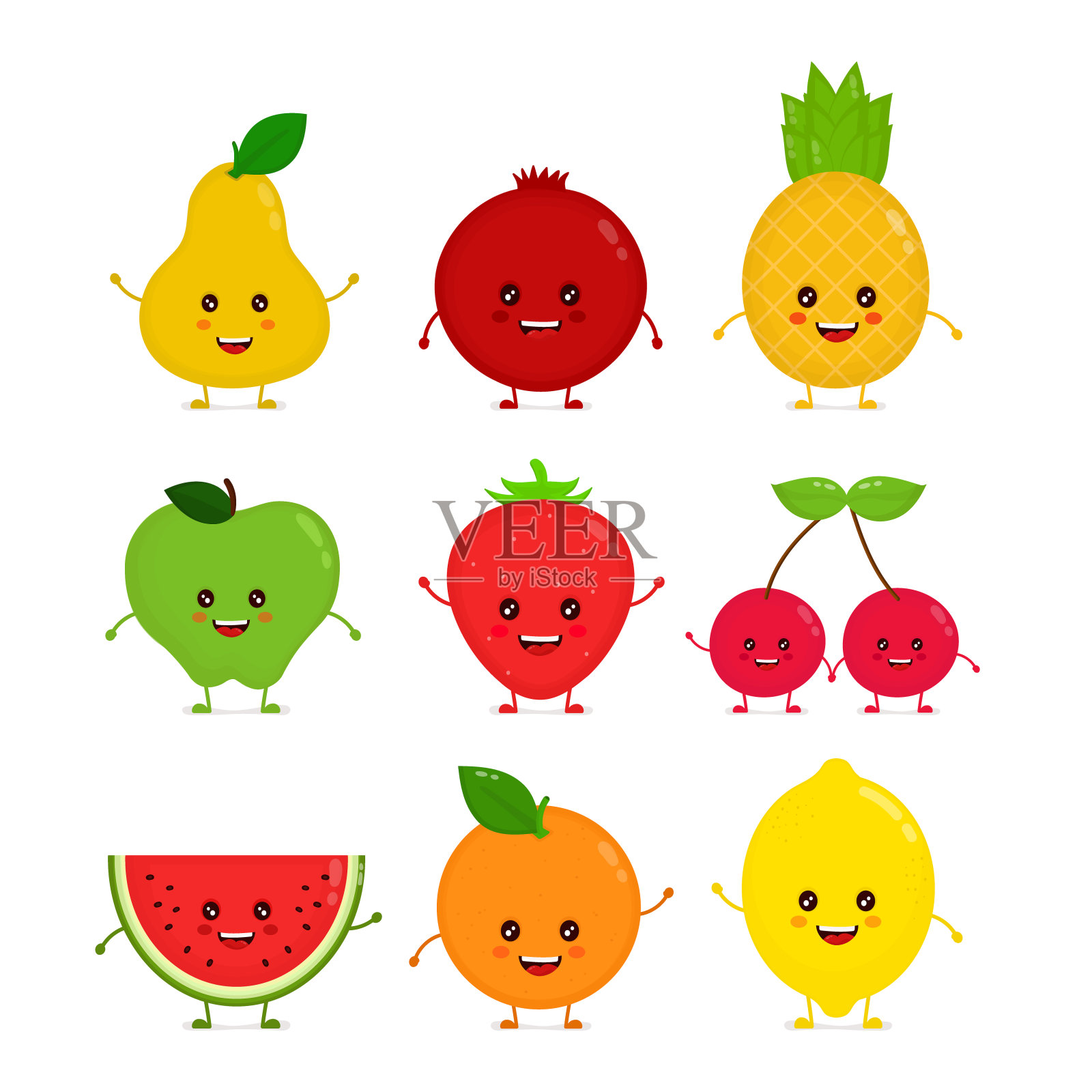 可爱快乐微笑滑稽生水果插画图片素材
