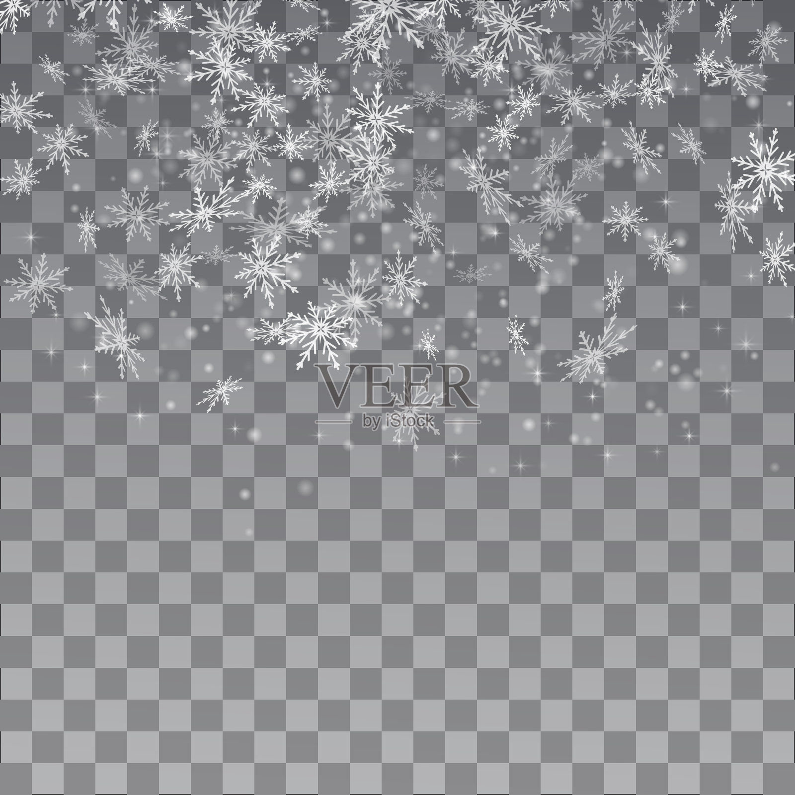 雪花落在透明的背景上。矢量插图10 EPS。插画图片素材