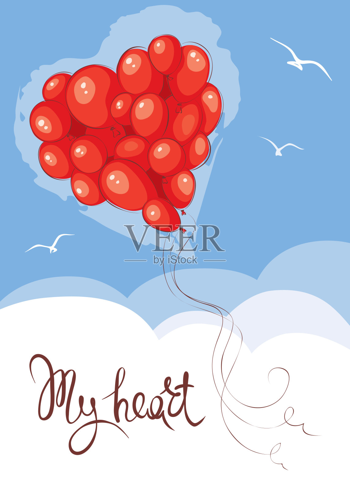 情人节卡片——我的心插画图片素材