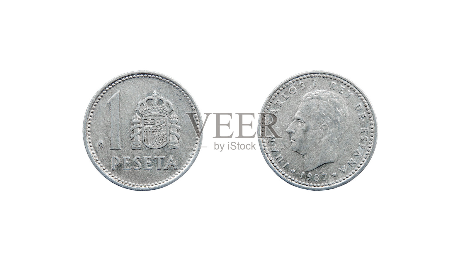 硬币1比塞塔。1987年西班牙。照片摄影图片