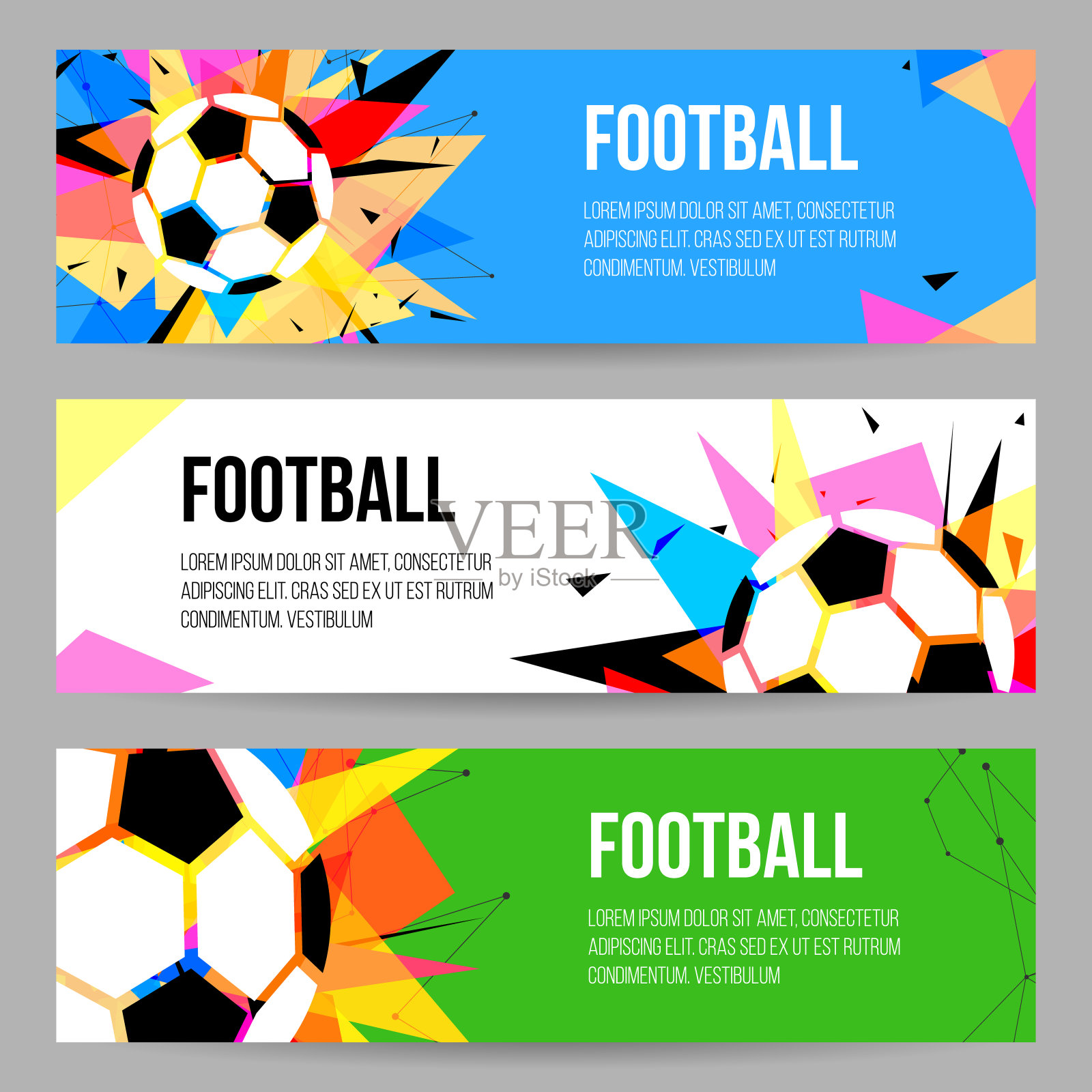 足球比赛旗帜模板集插画图片素材