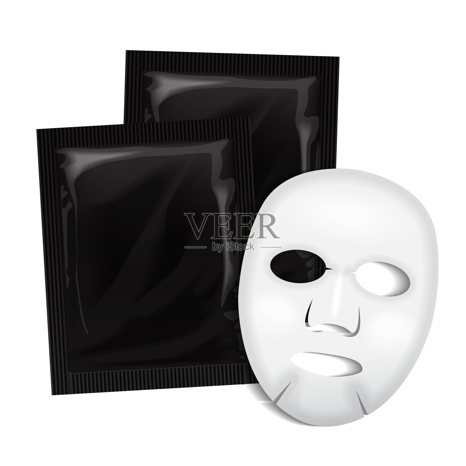 面膜。黑色的化妆品包装。矢量包装设计的口罩在白色的背景设计元素图片
