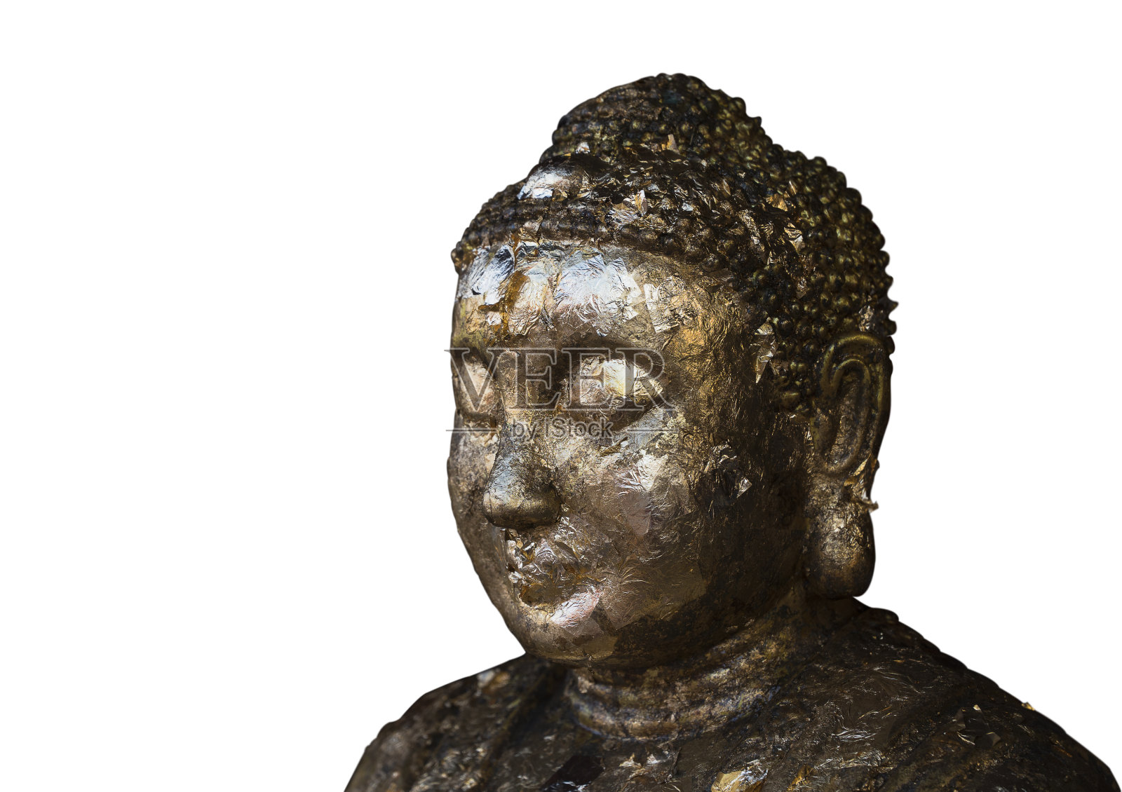 孤立的金佛雕塑。曼谷古代艺术佛像照片摄影图片