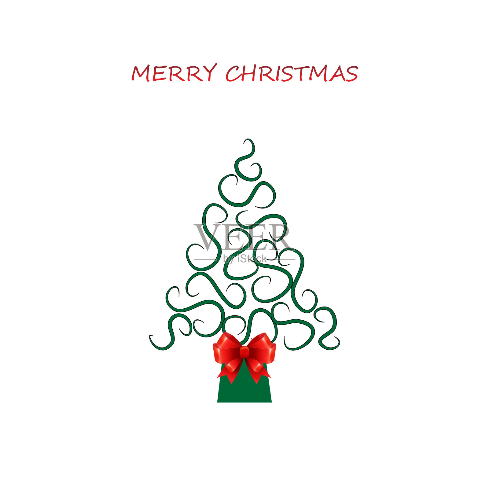 圣诞贺卡与圣诞树，矢量插图设计元素图片