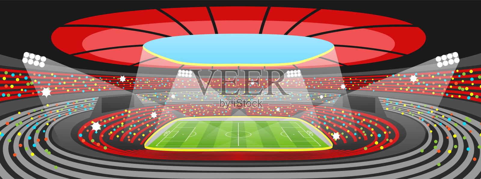 体育比赛期间的足球场。足球领域领域插画图片素材