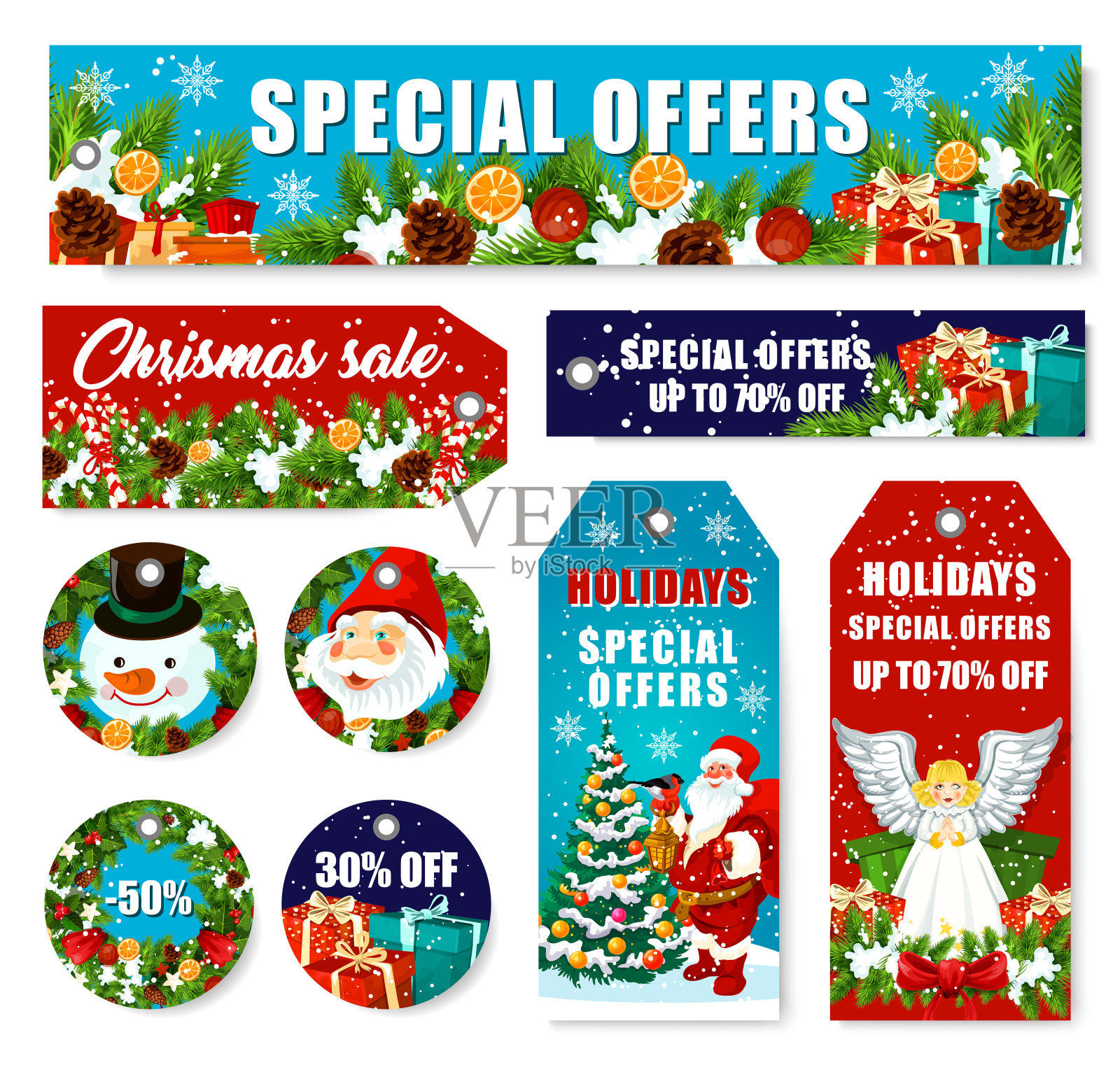 圣诞装饰销售矢量商店标签设计元素图片
