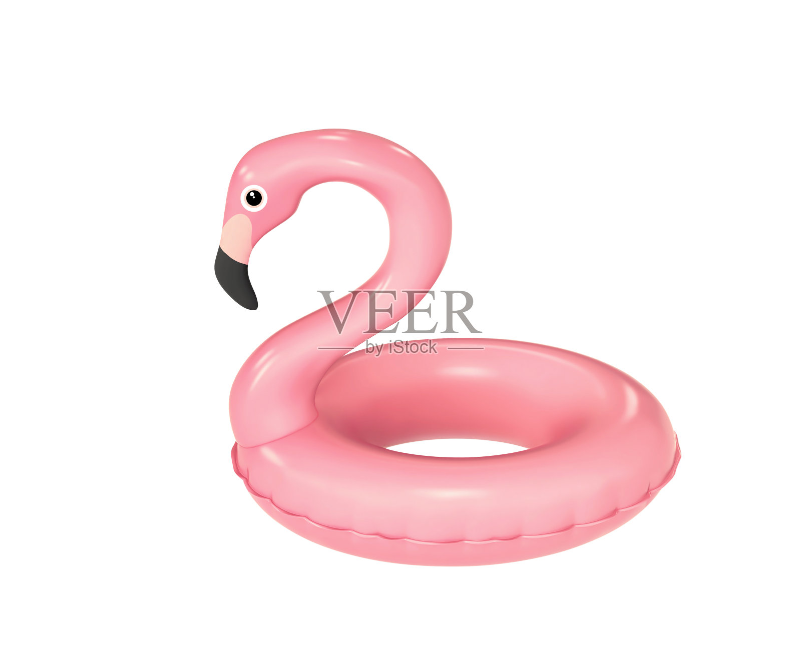 游泳圈的形状粉红色火烈鸟孤立在白色照片摄影图片