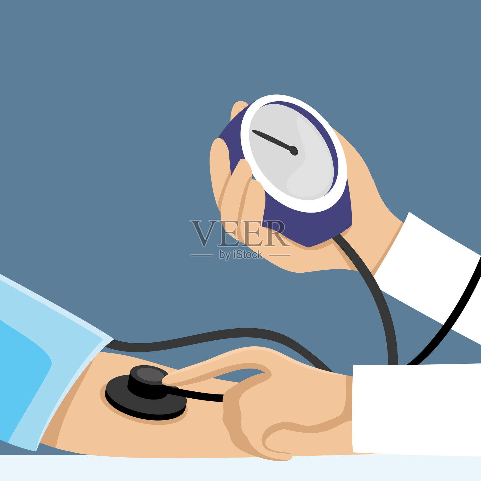 医生测量病人的血压。插画图片素材