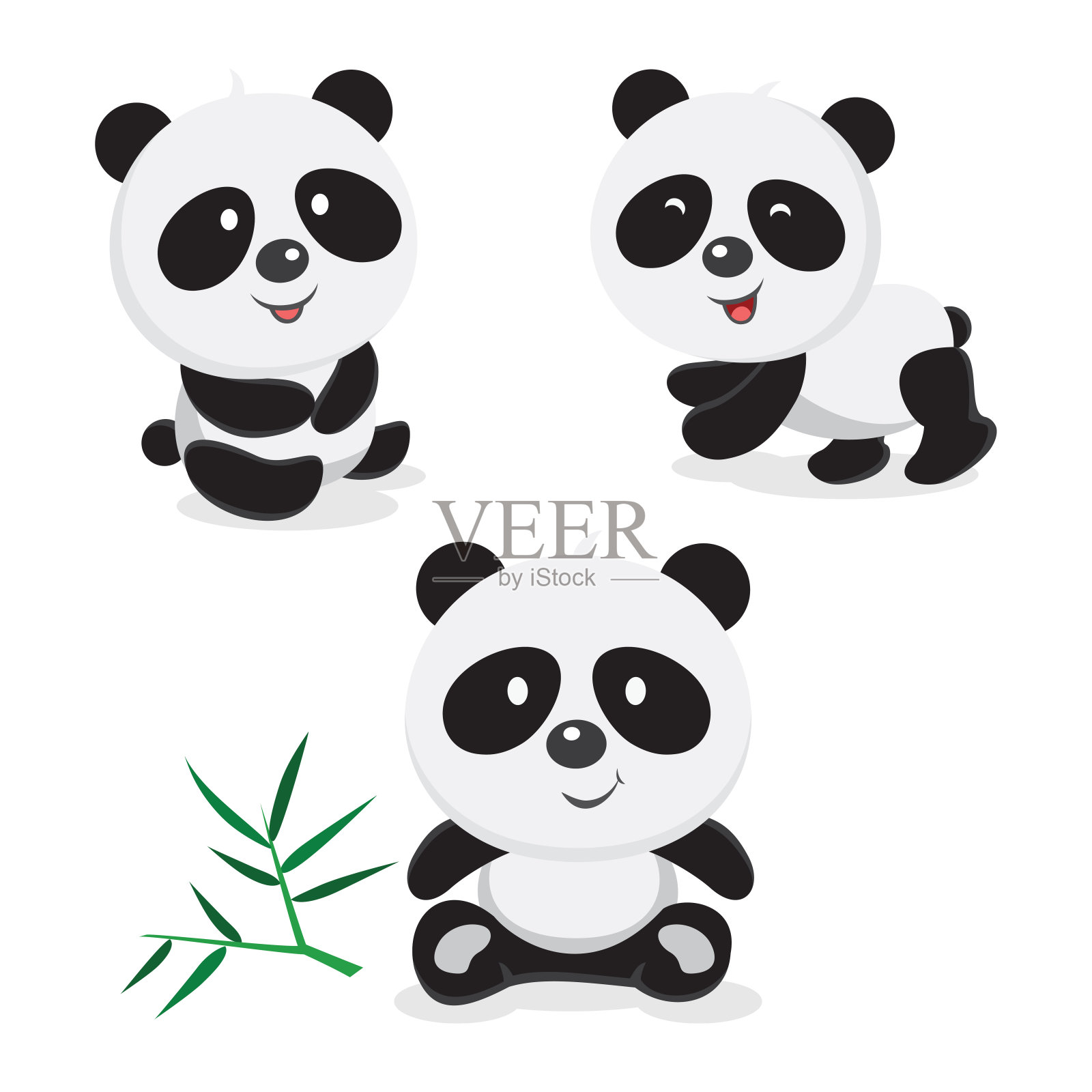 可爱的熊猫插画图片素材