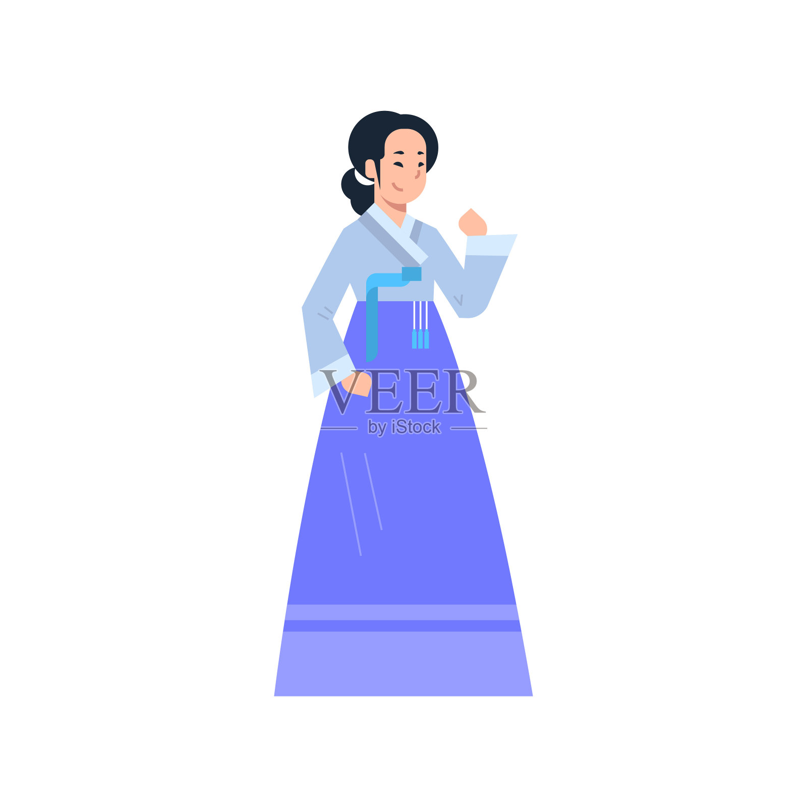 穿着古代韩国服装的妇女孤立的亚洲服装概念插画图片素材