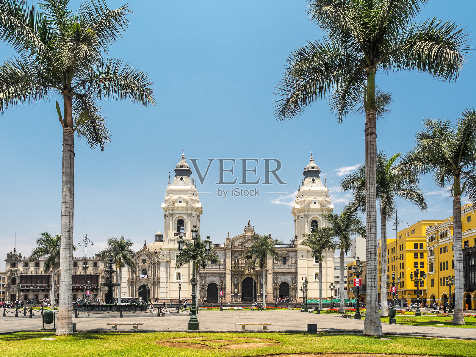 秘鲁地标利马和阿马斯广场。照片摄影图片