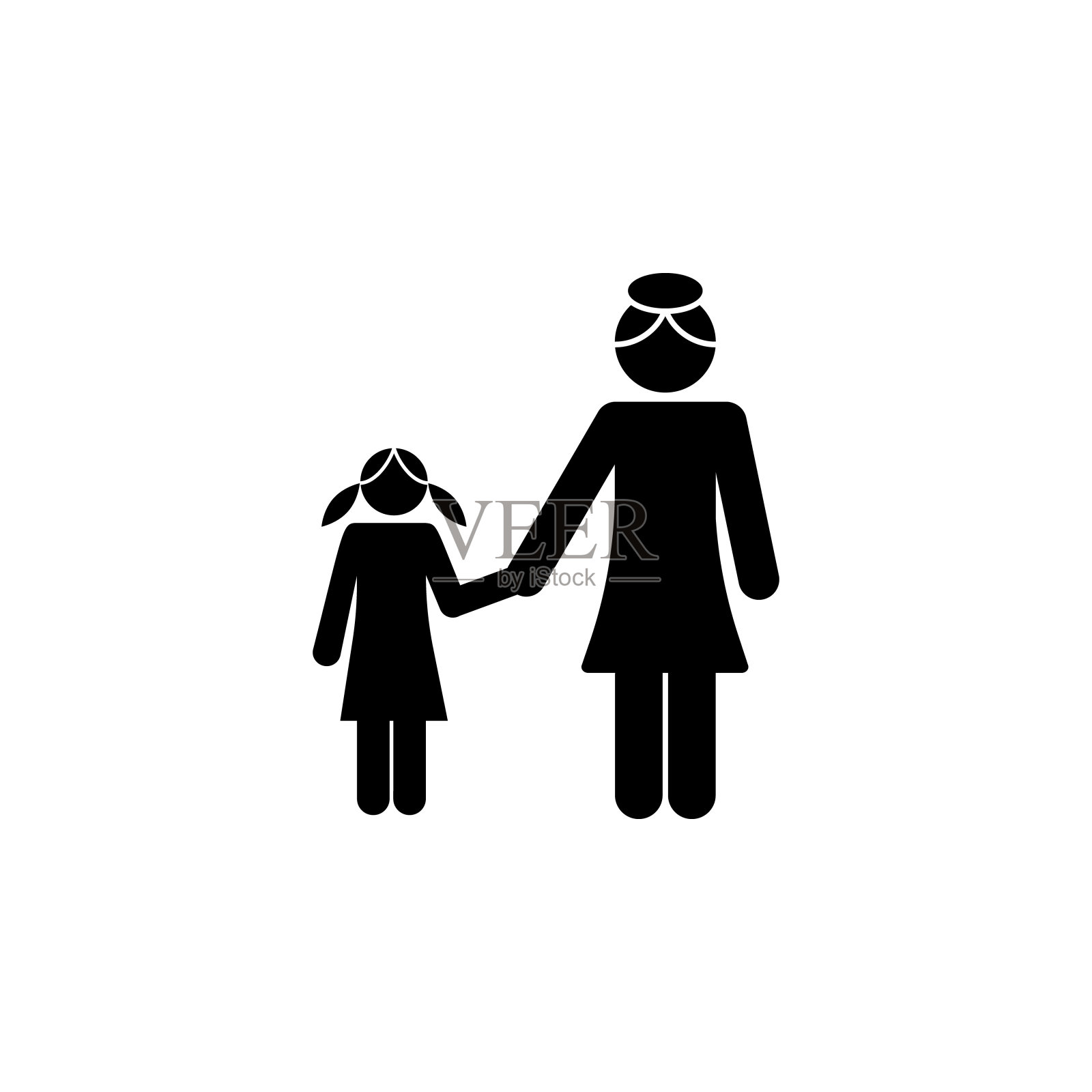 母亲和女儿牵着手的图标。幸福家庭的元素图标。优质的图形设计图标。标志，符号收集图标为网站，网页设计，移动应用程序图标素材