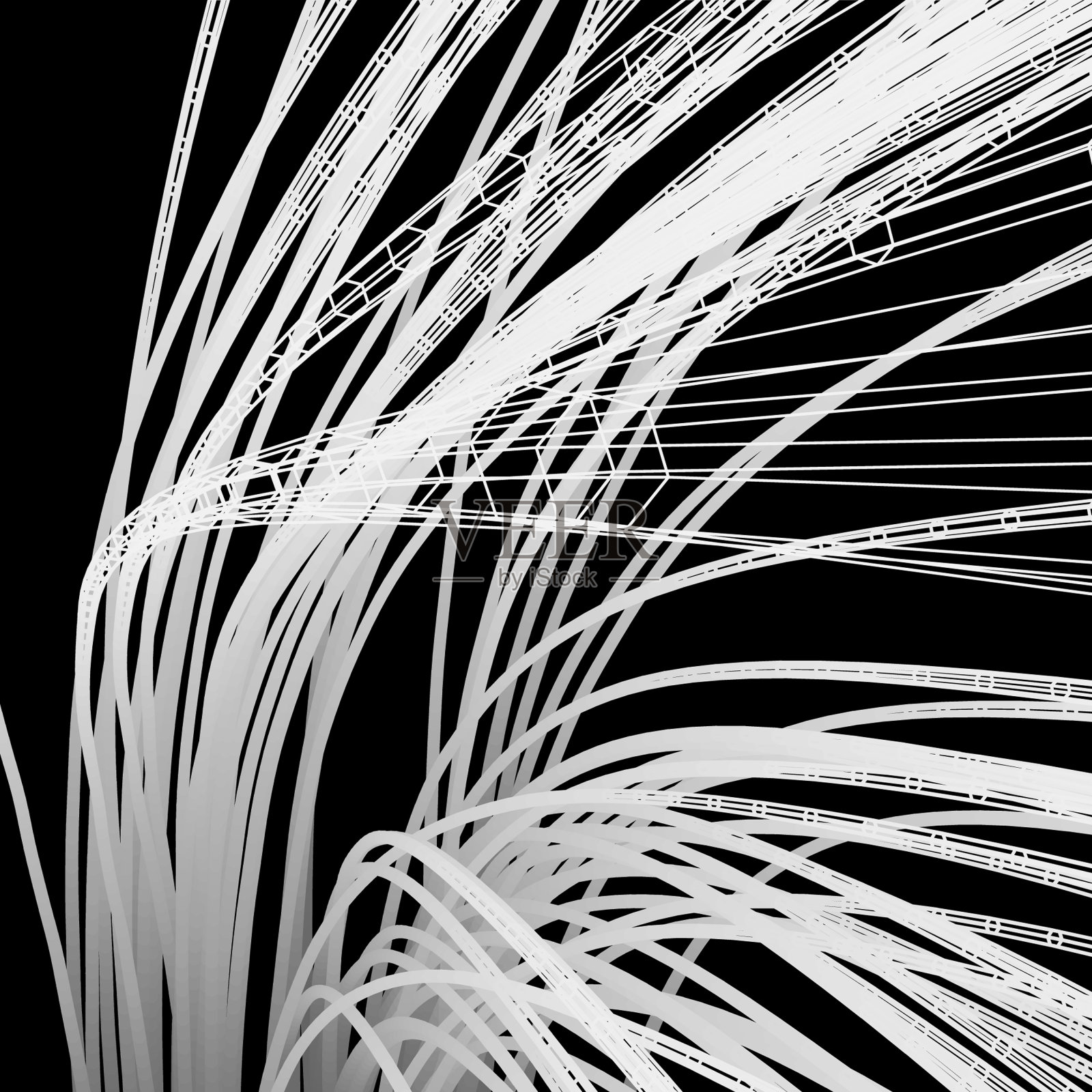 连接结构。线框矢量图。3D抽象背景。光学纤维。插画图片素材