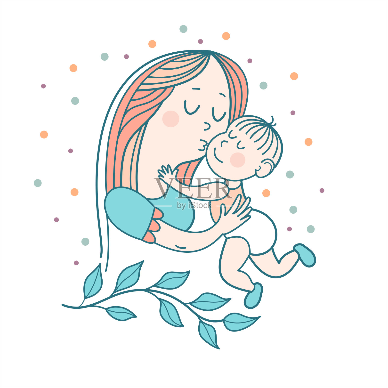 母亲和婴儿。矢量图插画图片素材