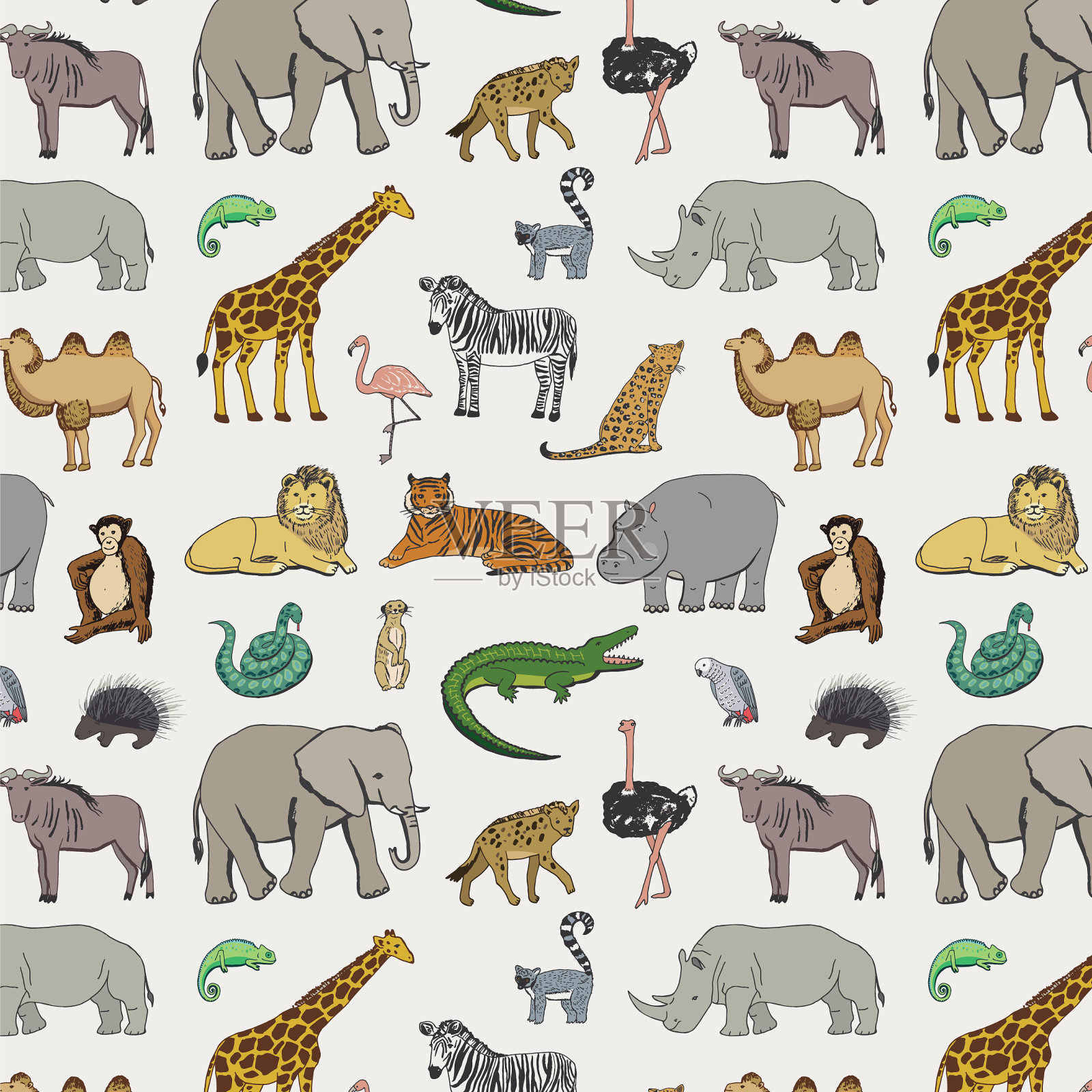 非洲动物病媒模式插画图片素材