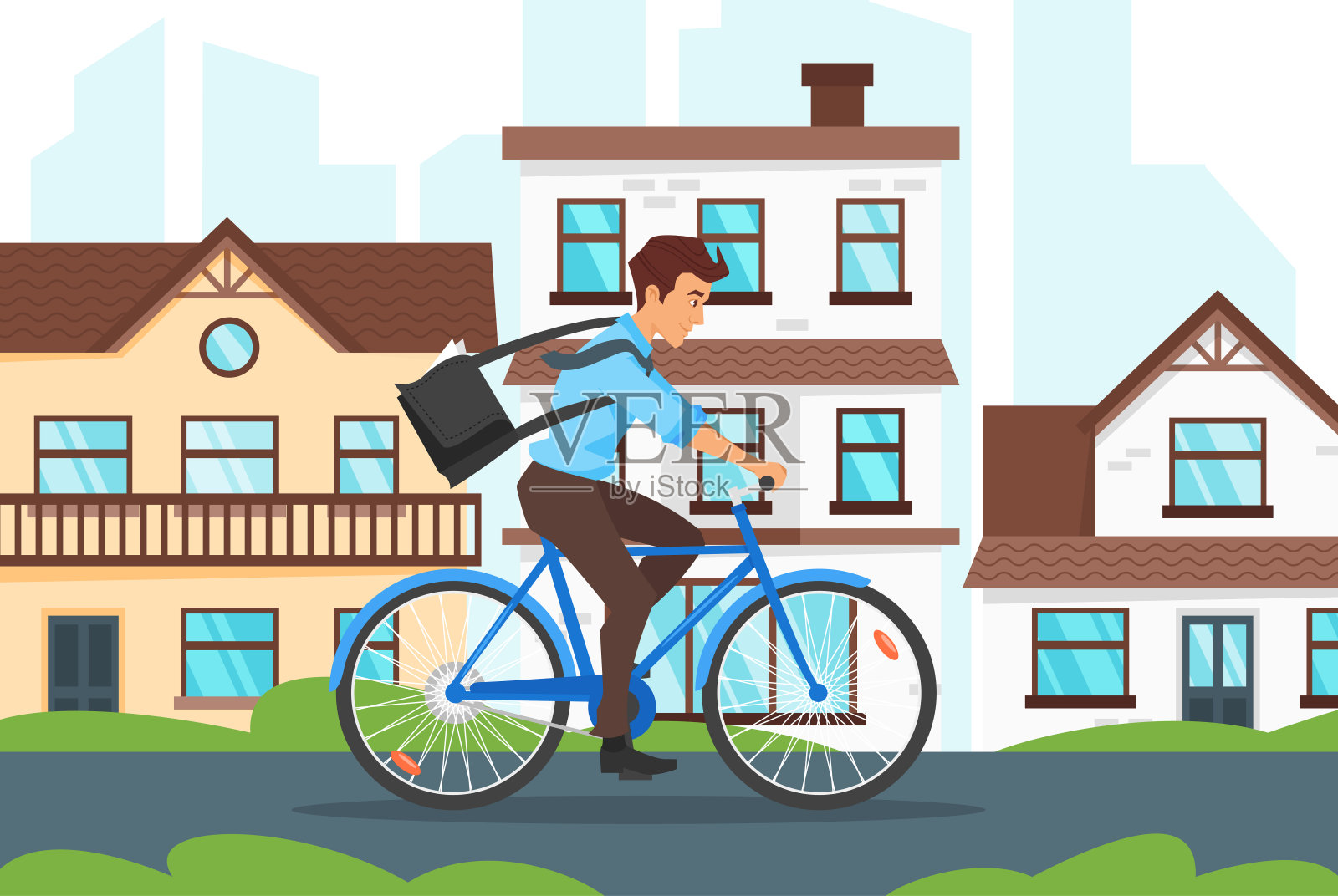 商人骑着自行车设计元素图片
