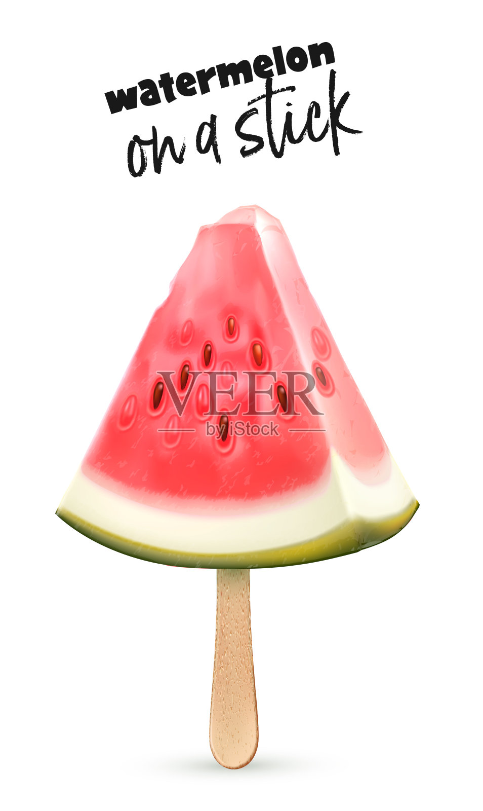 矢量西瓜水果3d切片冰淇淋棒插画图片素材