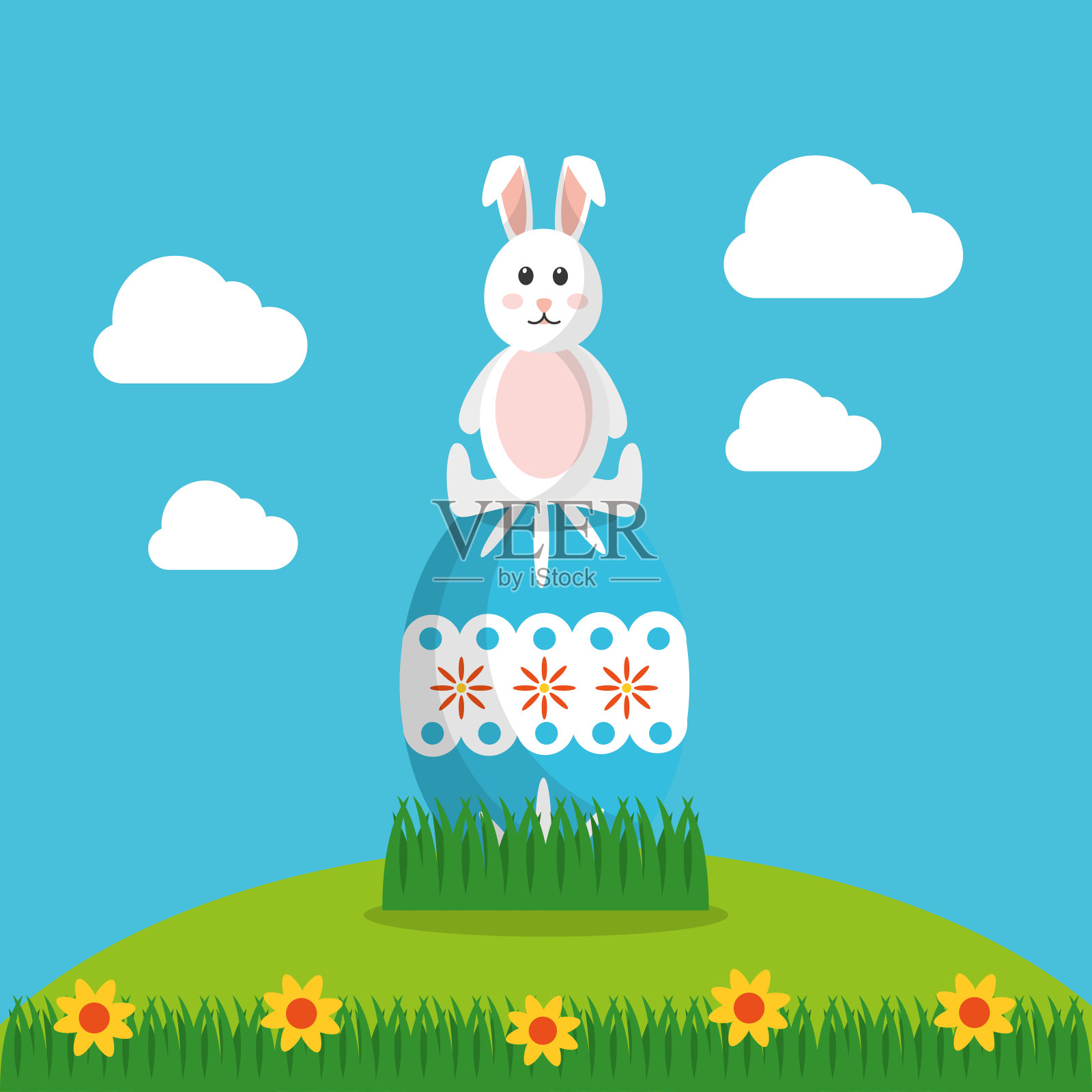 快乐的复活节兔子插画图片素材