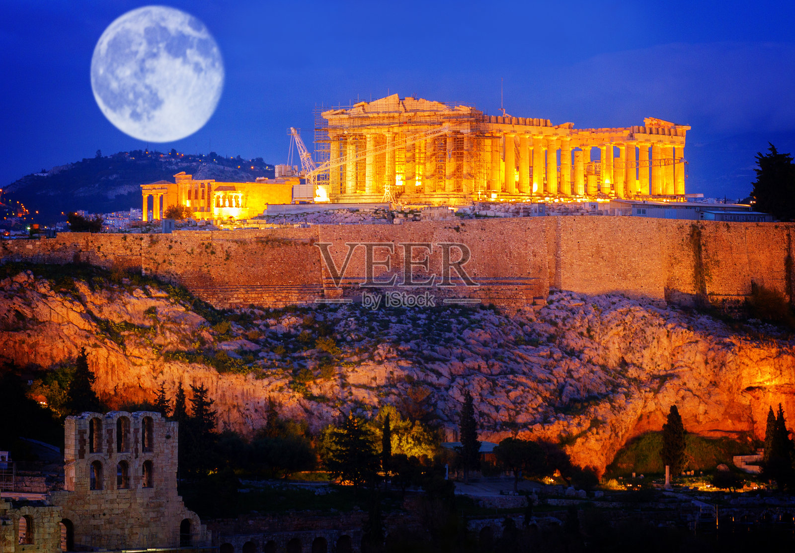 希腊雅典著名的天际线照片摄影图片