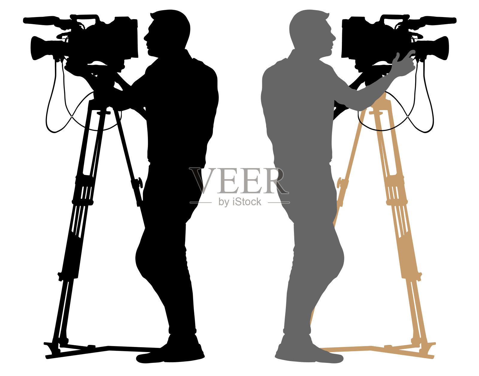 摄影师轮廓。视频操作员白背景插画图片素材