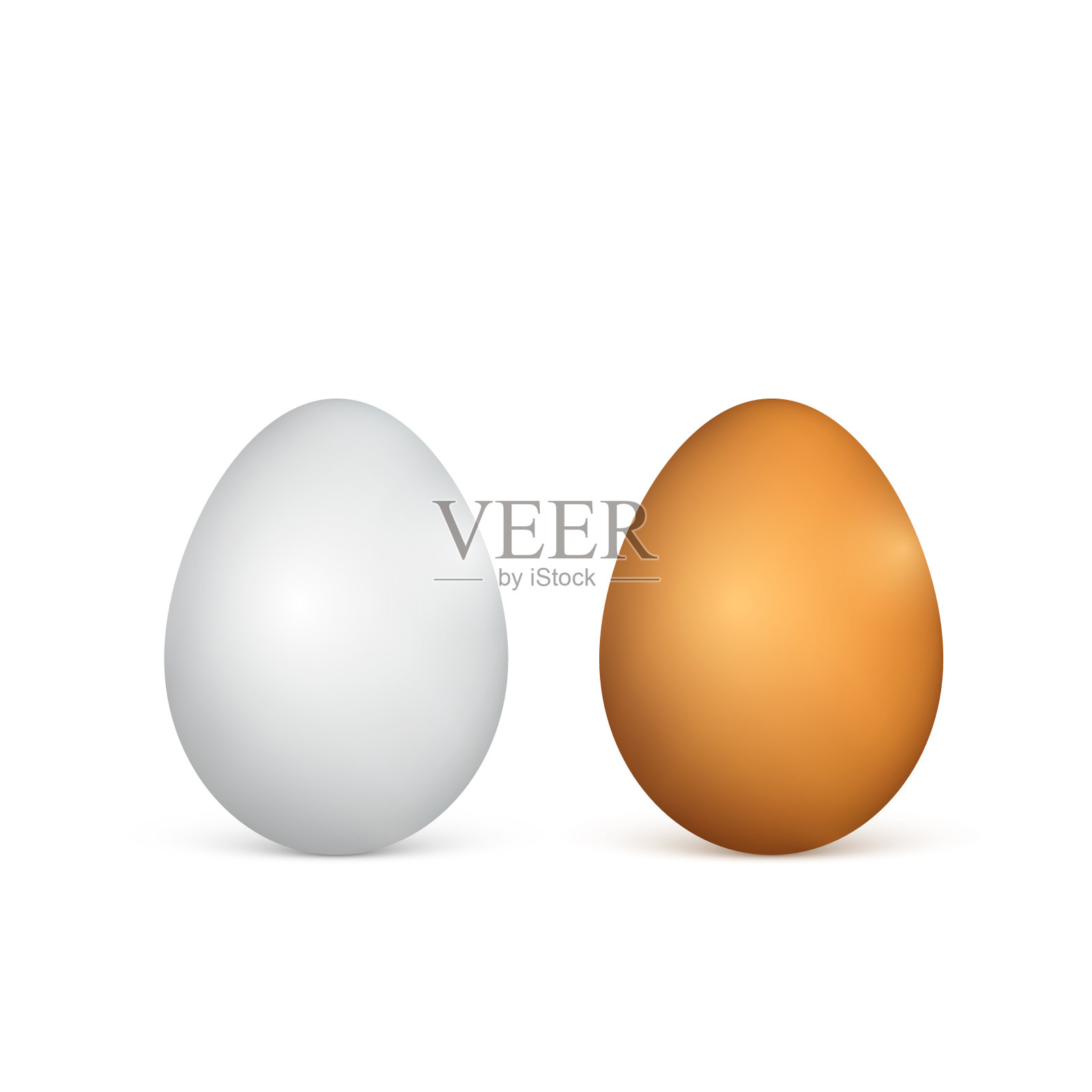 白色和棕色的鸡蛋。逼真的3d鸡蛋。矢量插图孤立在白色背景插画图片素材