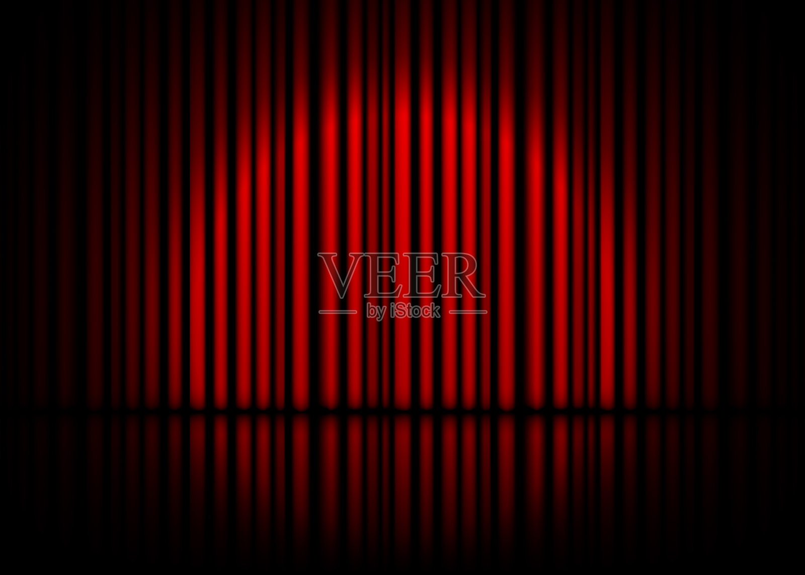 有红色窗帘和倒影的戏剧场景。股票矢量图插画图片素材