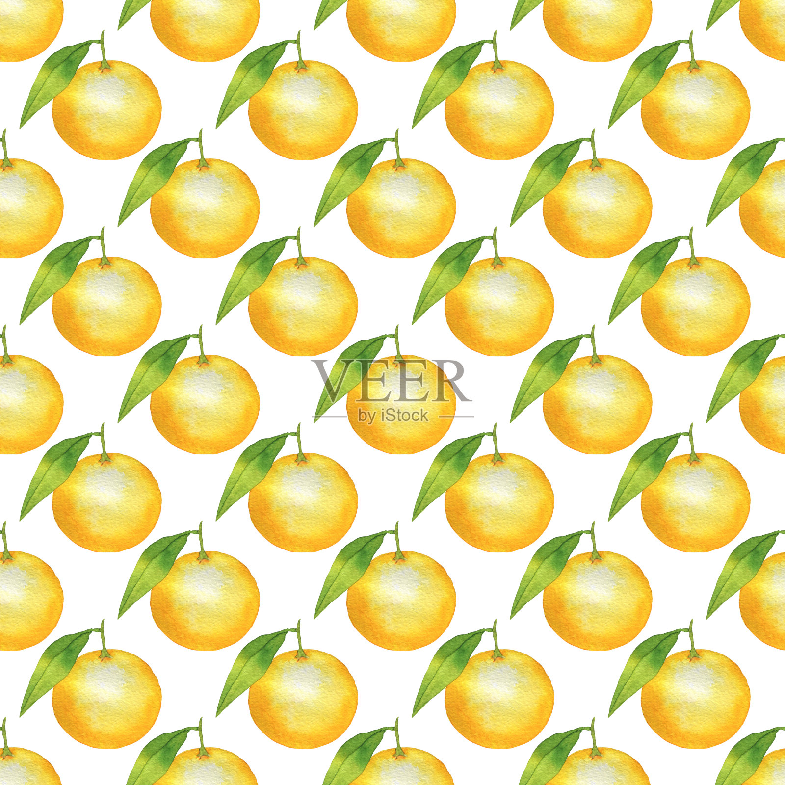 无缝图案与新鲜柑橘类水果蜜桔设计元素图片