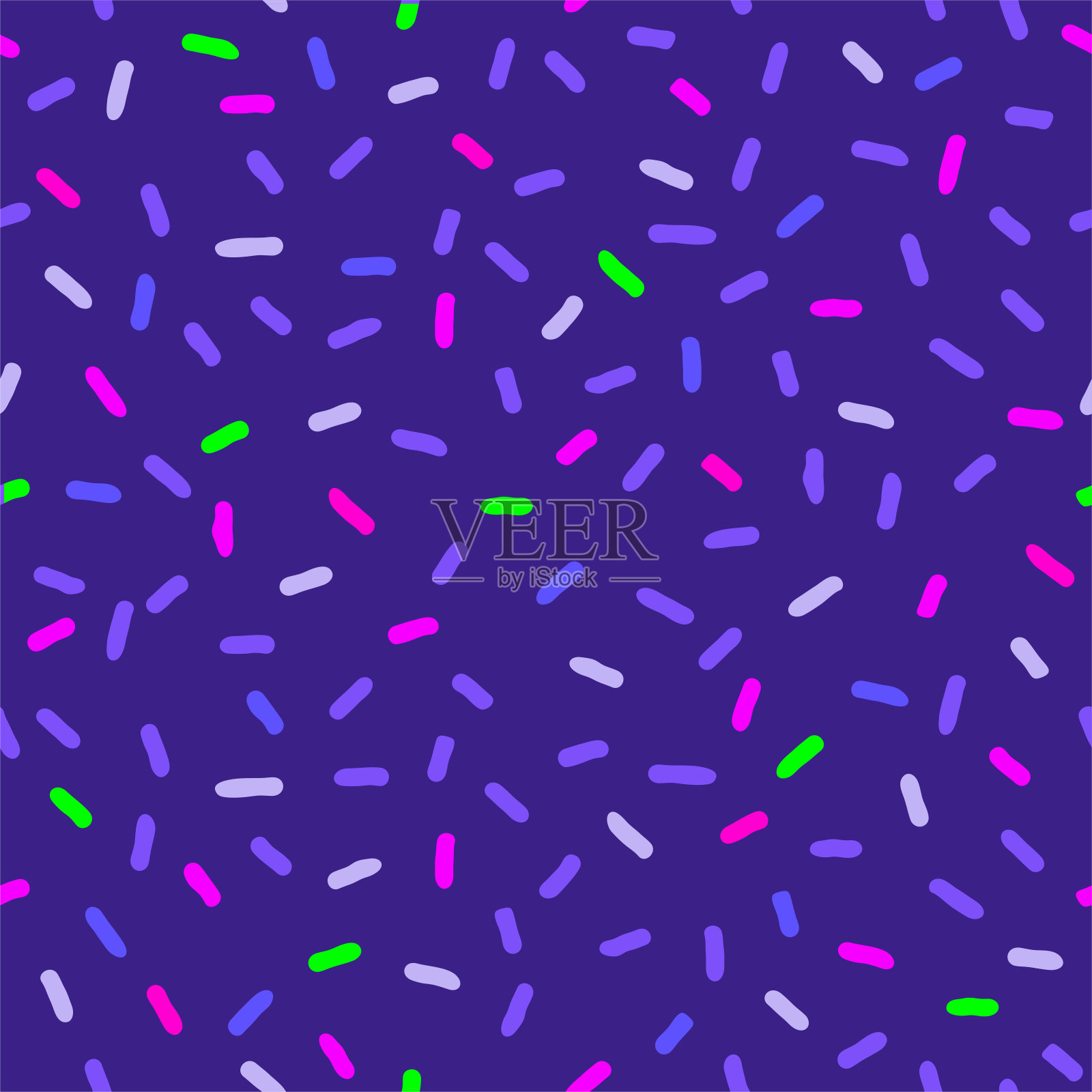 甜甜圈的釉紫外光无缝图案，点缀极简主义的背景插画图片素材