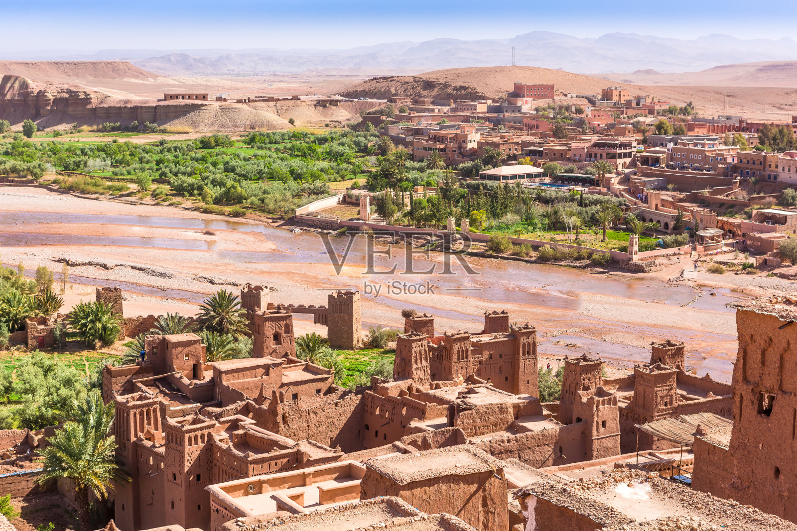 从Benhaddou Kasbah, Ben Haddou, Ouarzazate，摩洛哥照片摄影图片