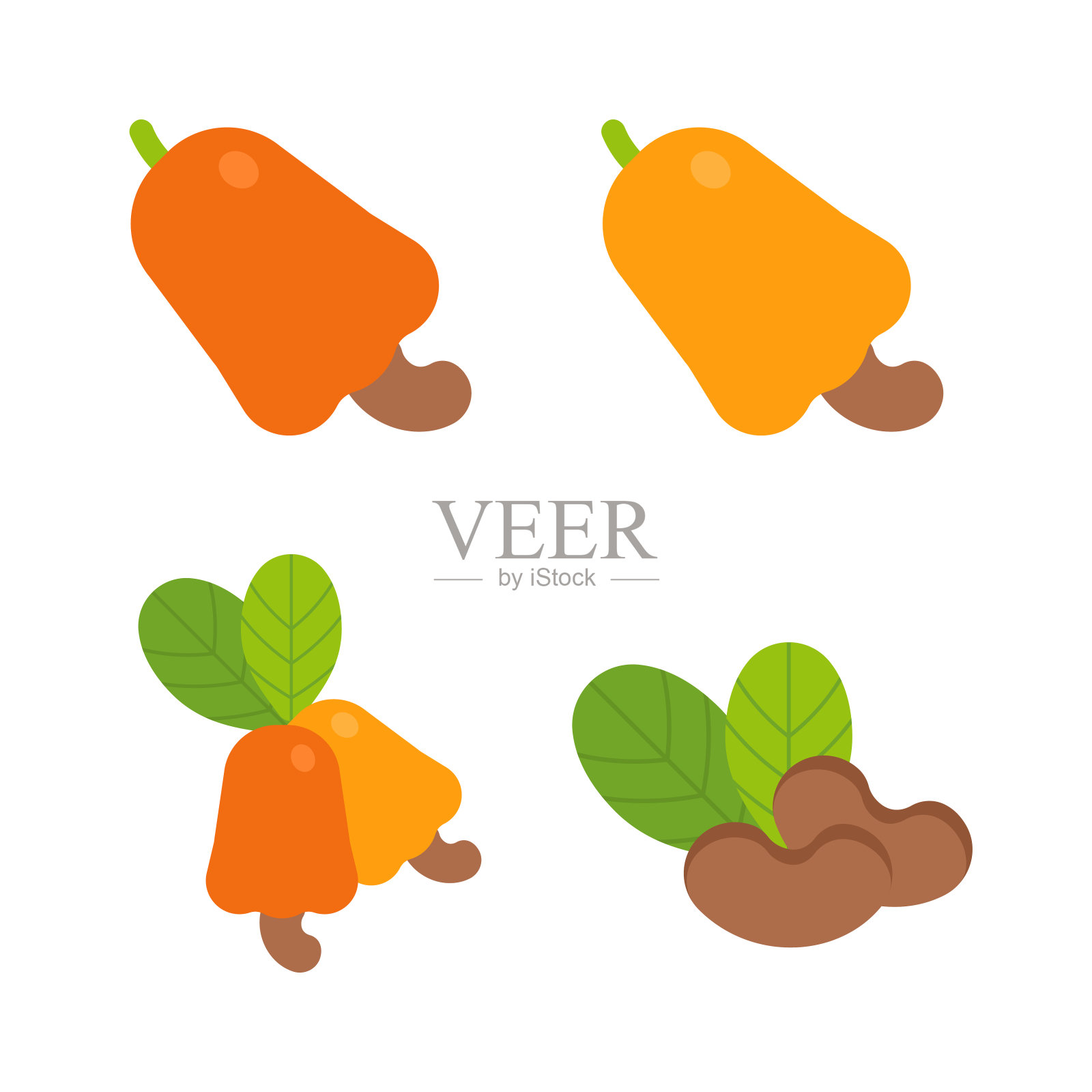 食物-水果-平面图标设置插画图片素材
