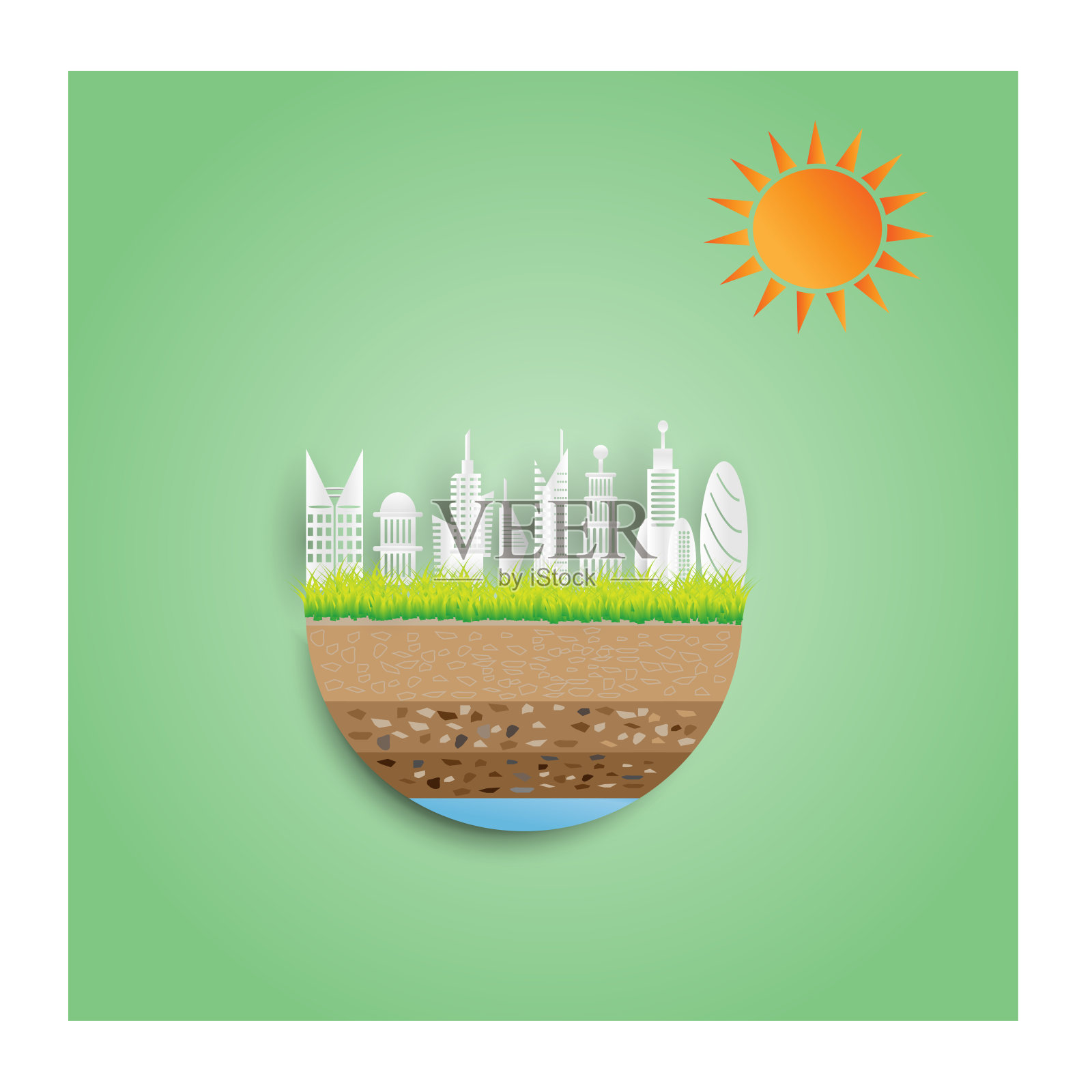 生态绿色城市概念。插画图片素材