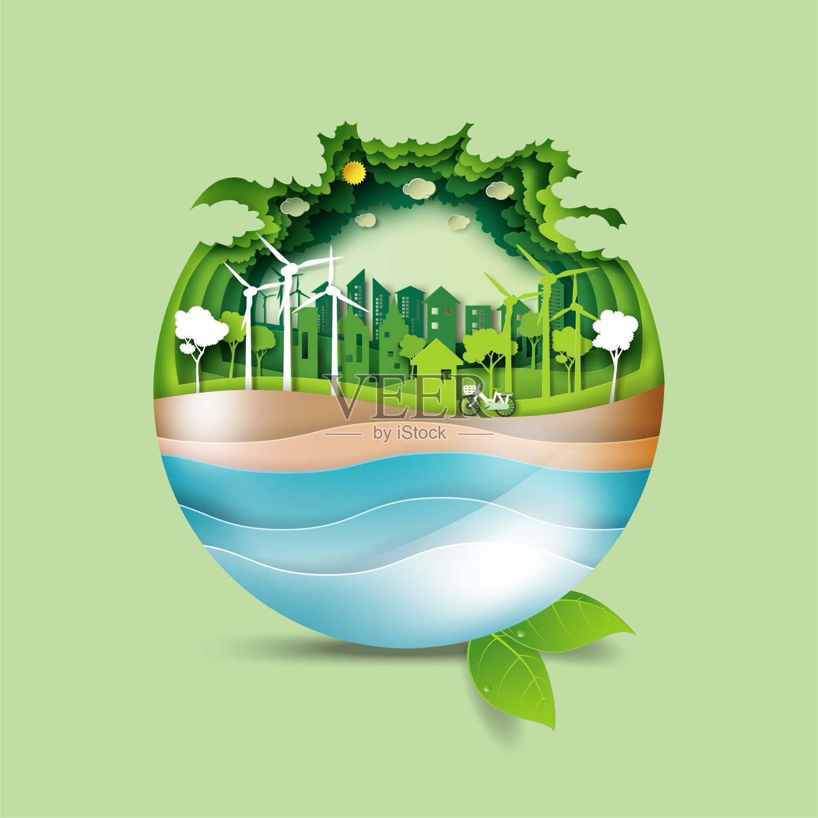 02.49、拯救地球，绿色生态城市理念插画图片素材