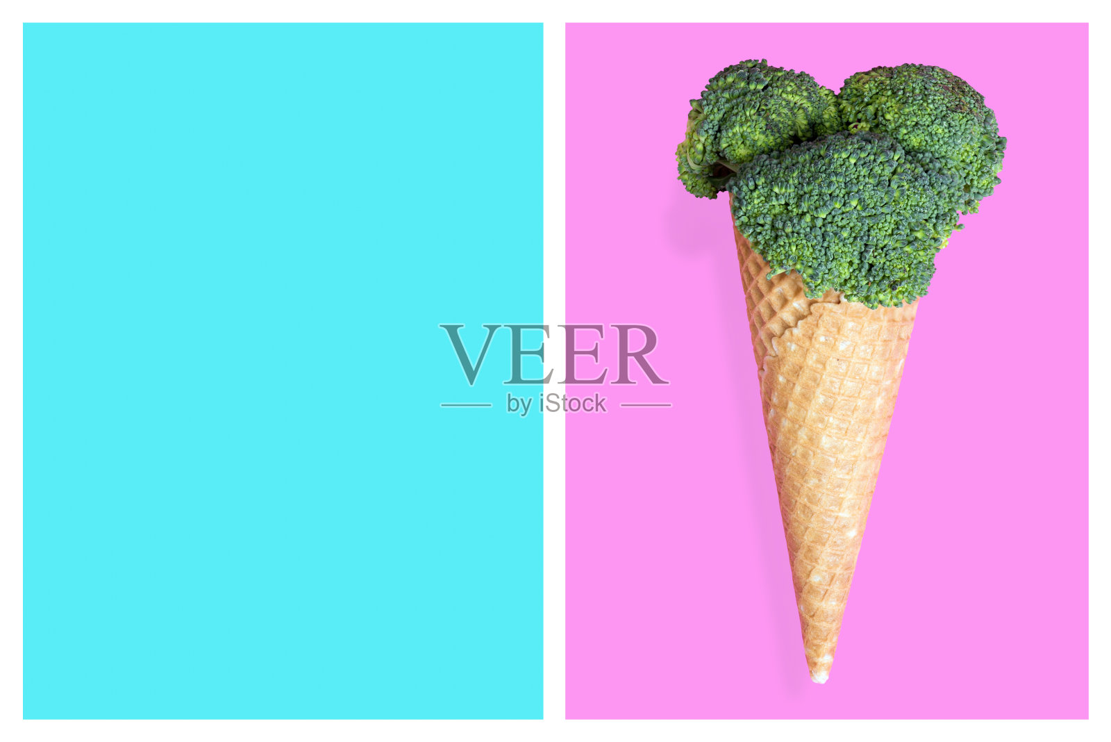 花椰菜冰淇淋蛋卷，夏季饮食概念照片摄影图片