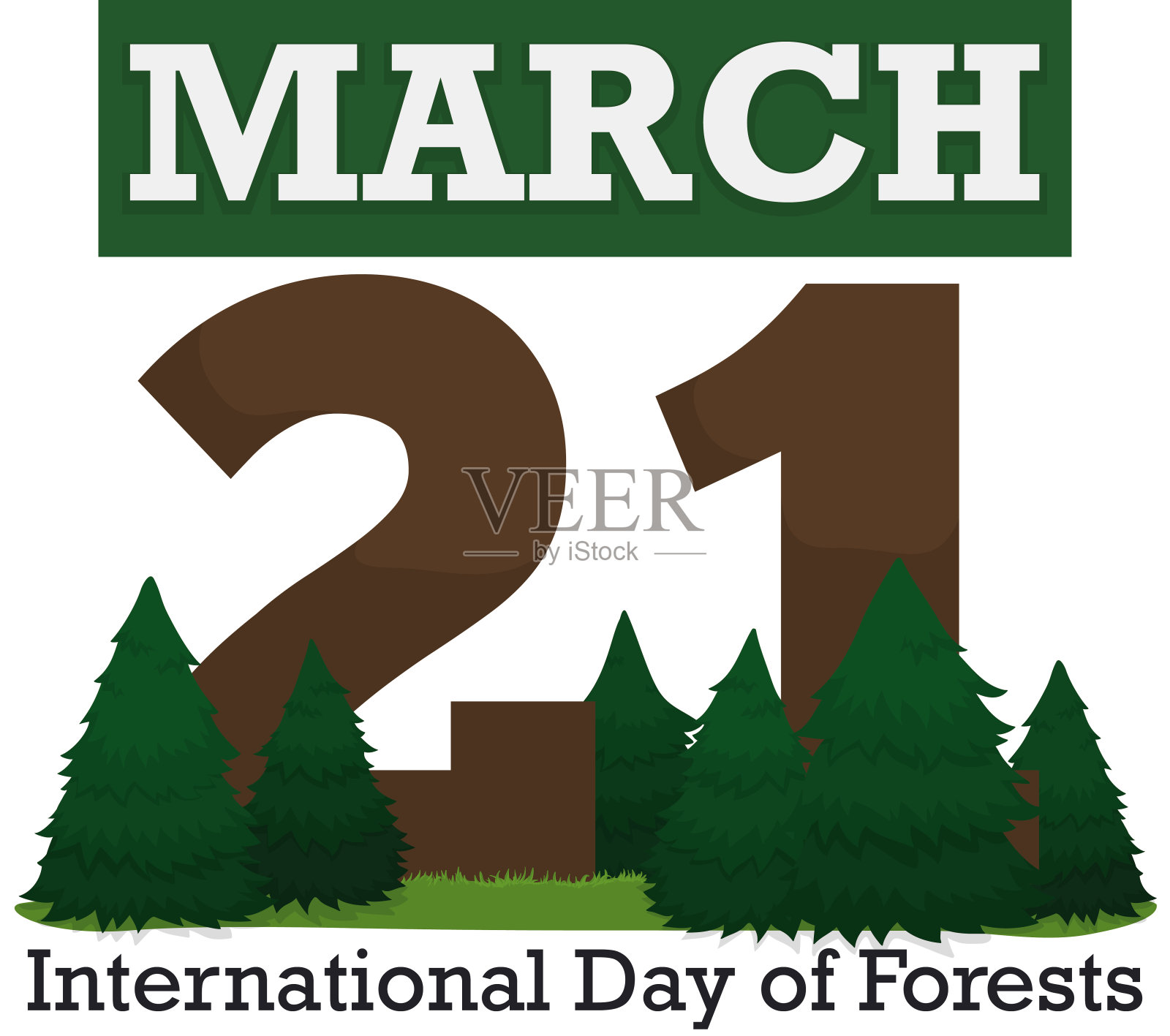 摘要:为庆祝森林日而设计的松木活页日历插画图片素材
