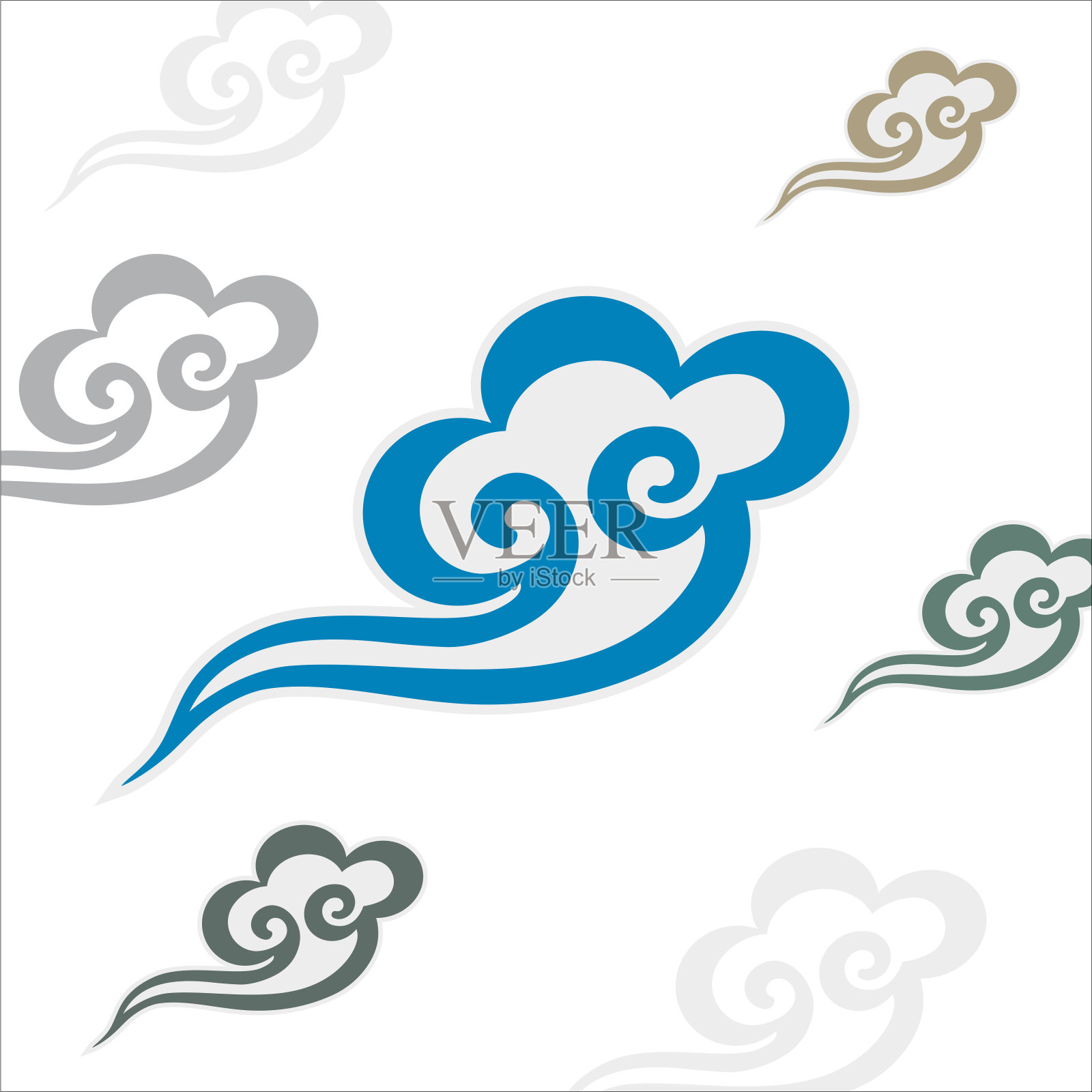 中国风格的矢量云插画图片素材