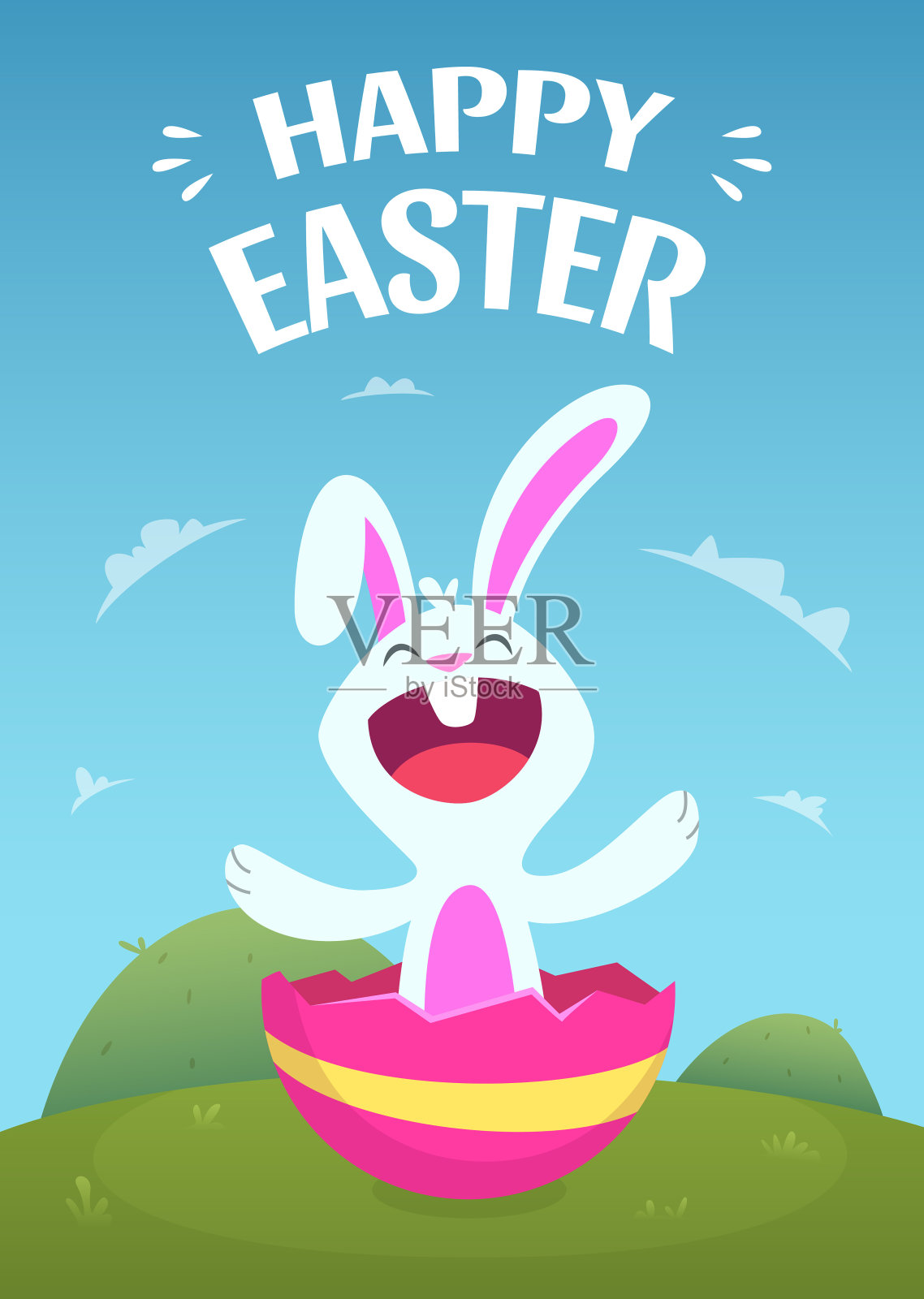 海报模板与插图复活节兔子插画图片素材
