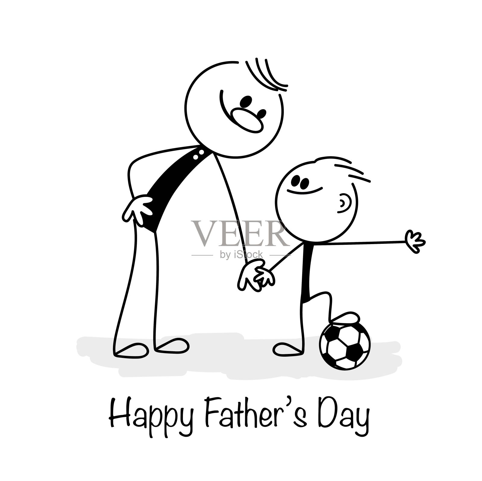 快乐的父亲节。父亲和儿子。插画图片素材