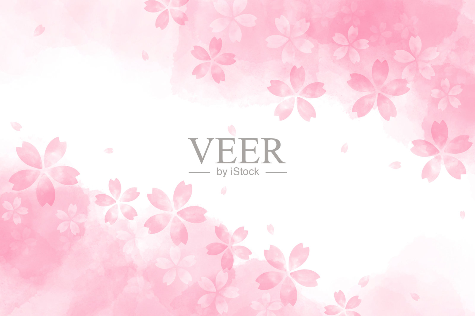 日本樱花抽象在粉红色的水彩背景插画图片素材