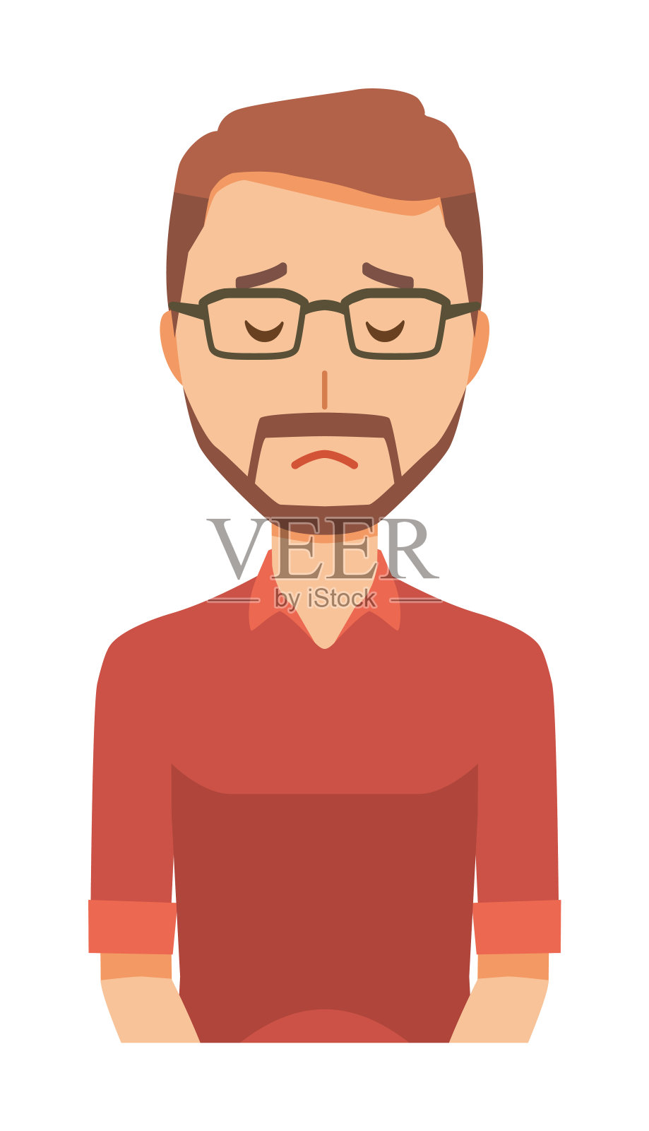 一个戴眼镜的大胡子男人正在道歉设计元素图片