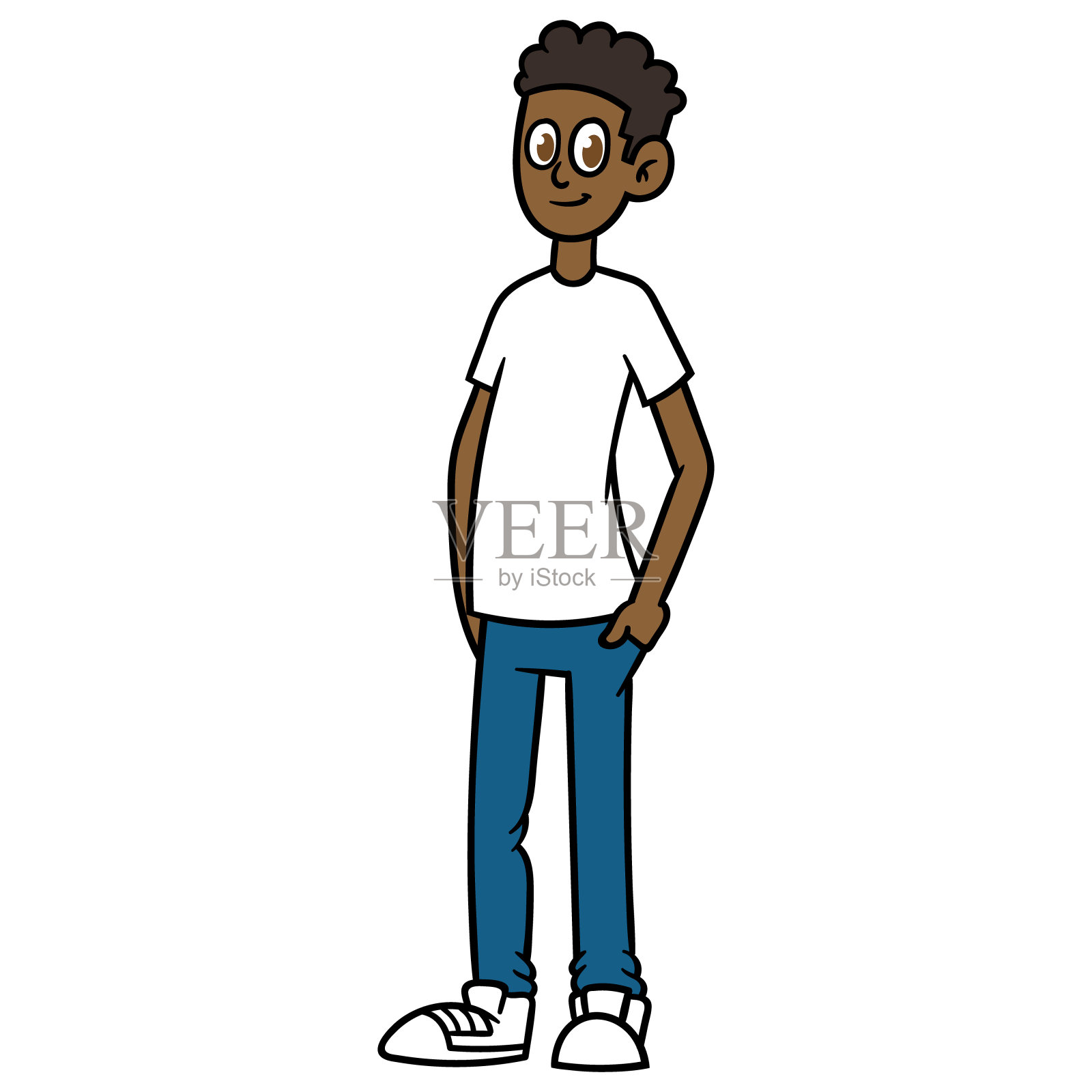 卡通美国黑人男性插画图片素材
