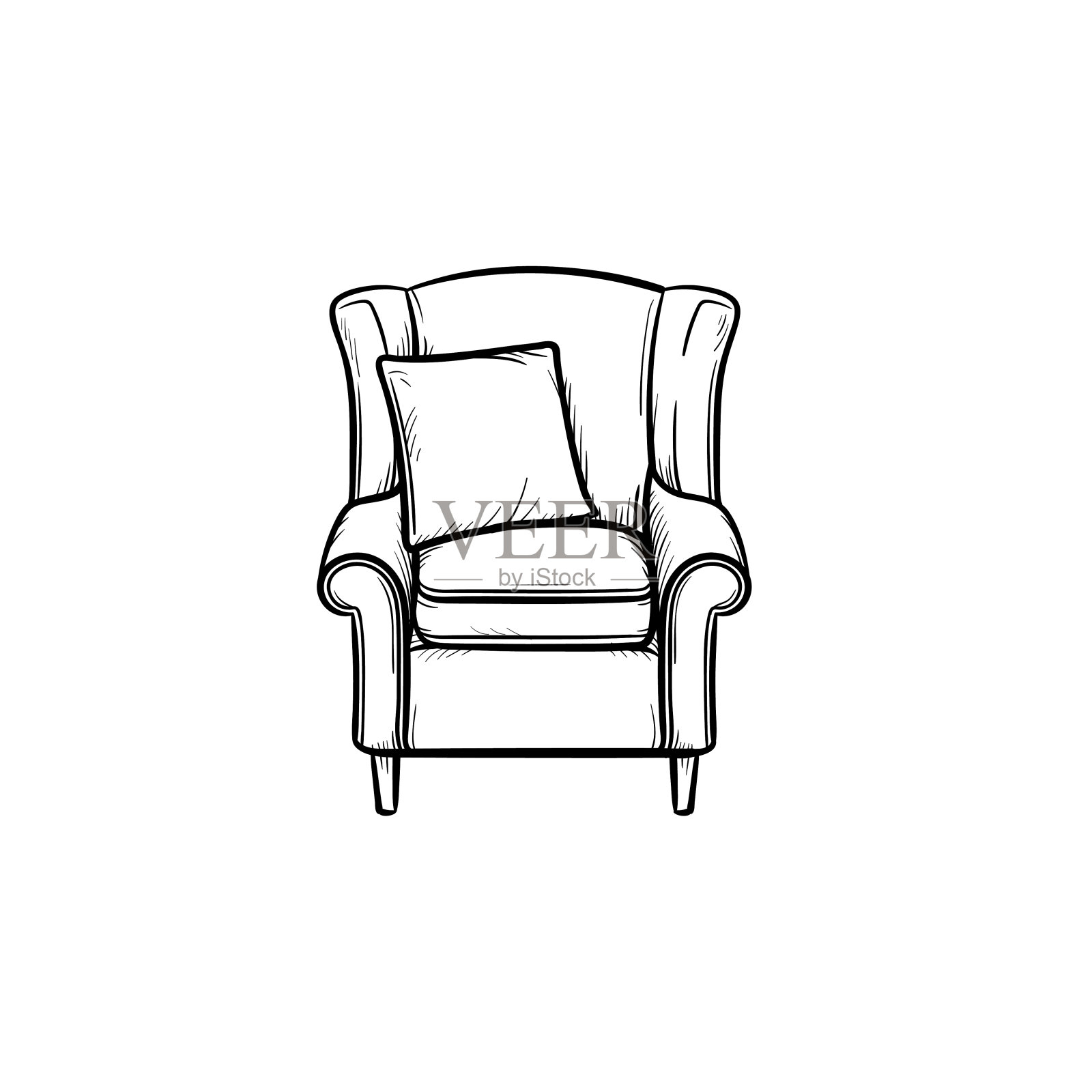 扶手椅手绘素描图标插画图片素材