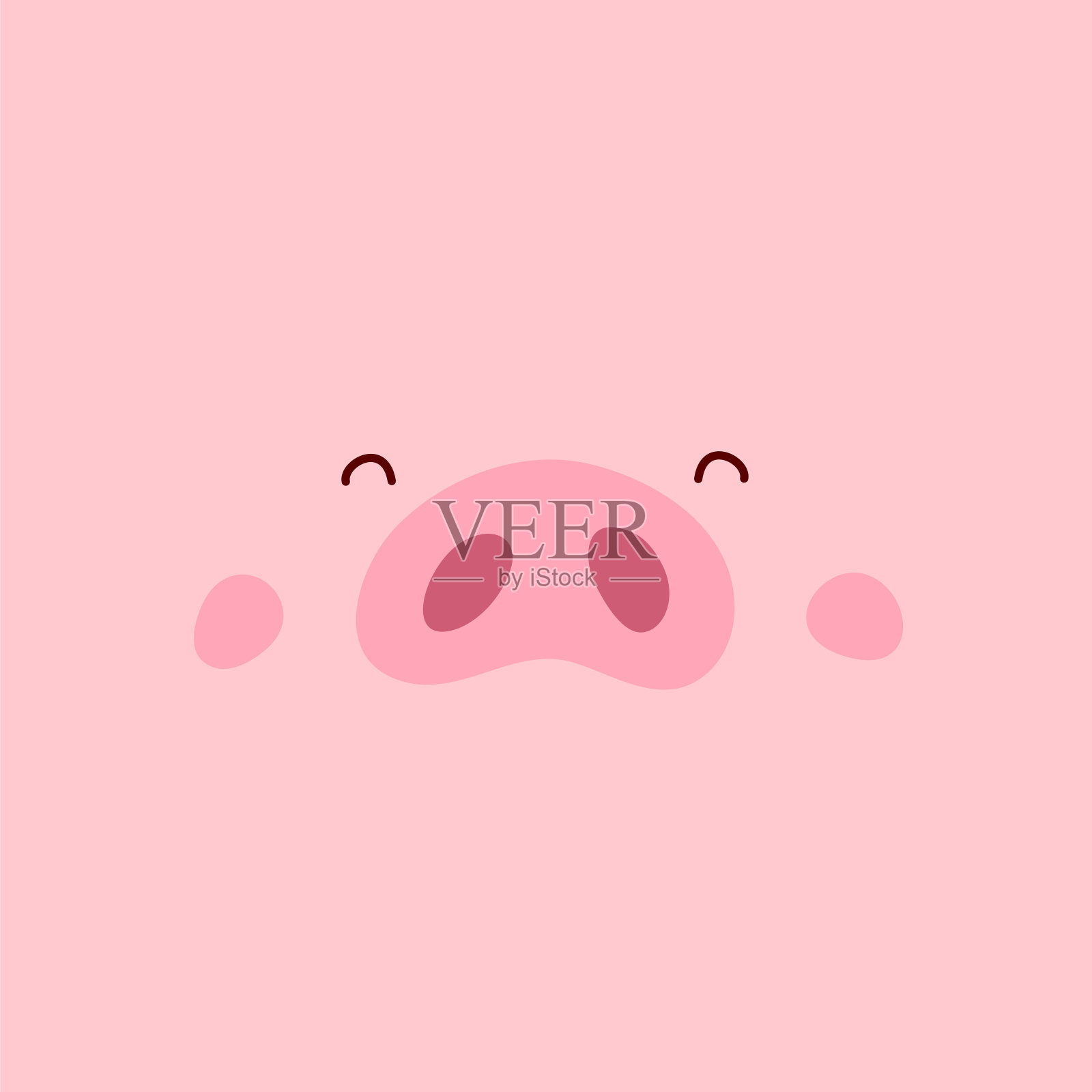 可爱的粉红猪。新年快乐。插画图片素材