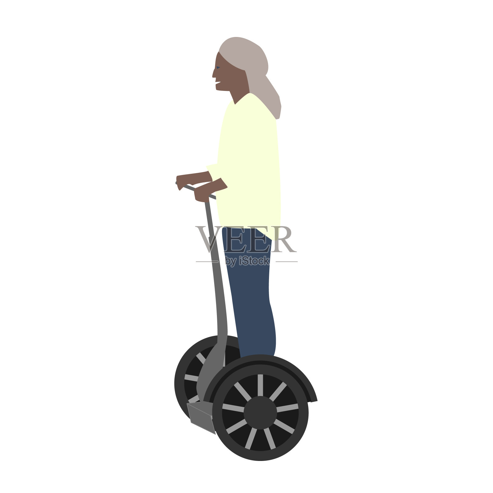 矢量插图的女人休息和快速骑在电动轮平风格插画图片素材