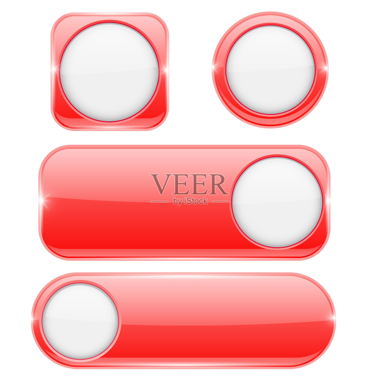 红色的玻璃按钮和白色的圆圈设计元素图片